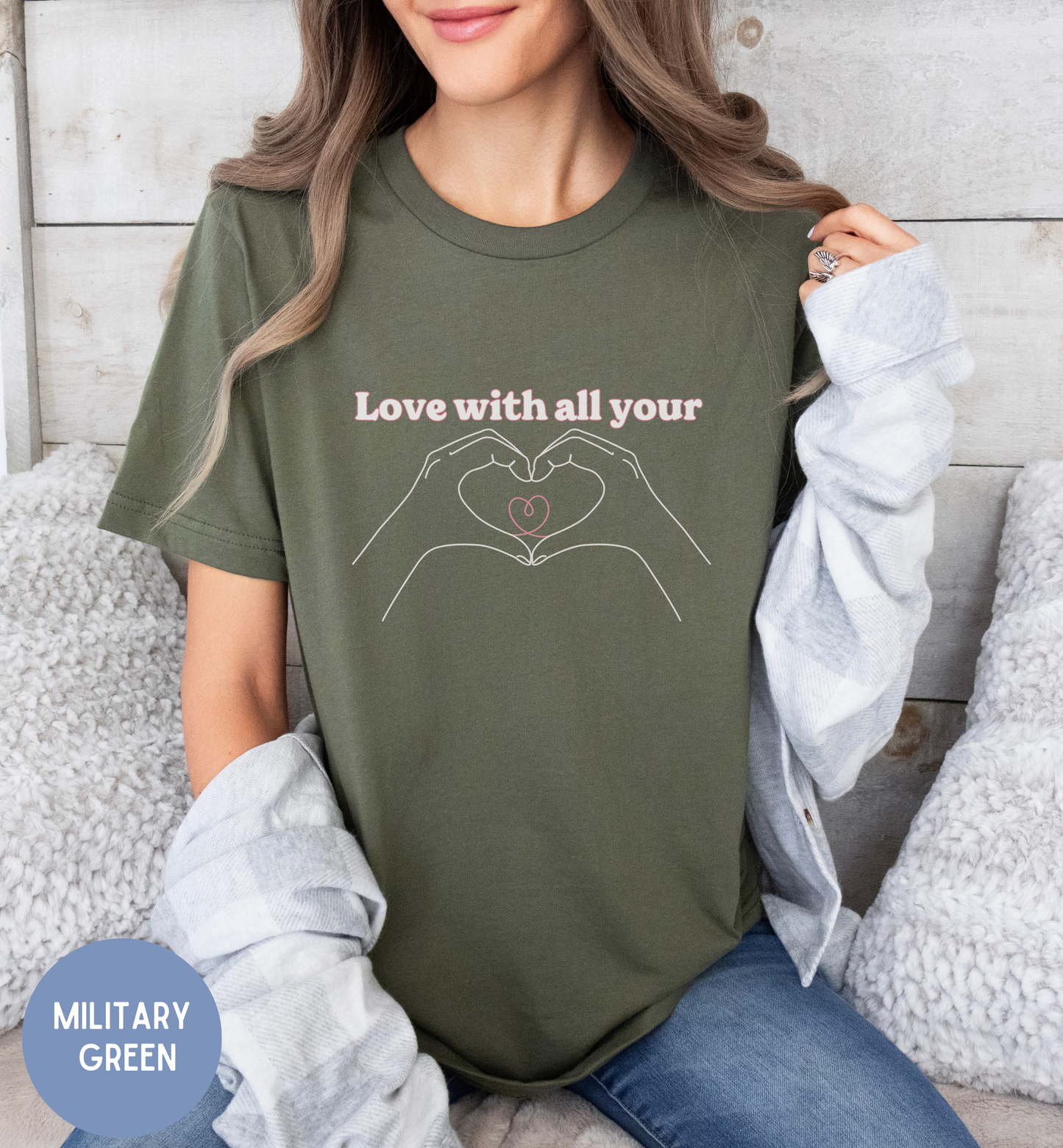 Love with all your heart Valentine Shirt, Heart Gesture t-shirt