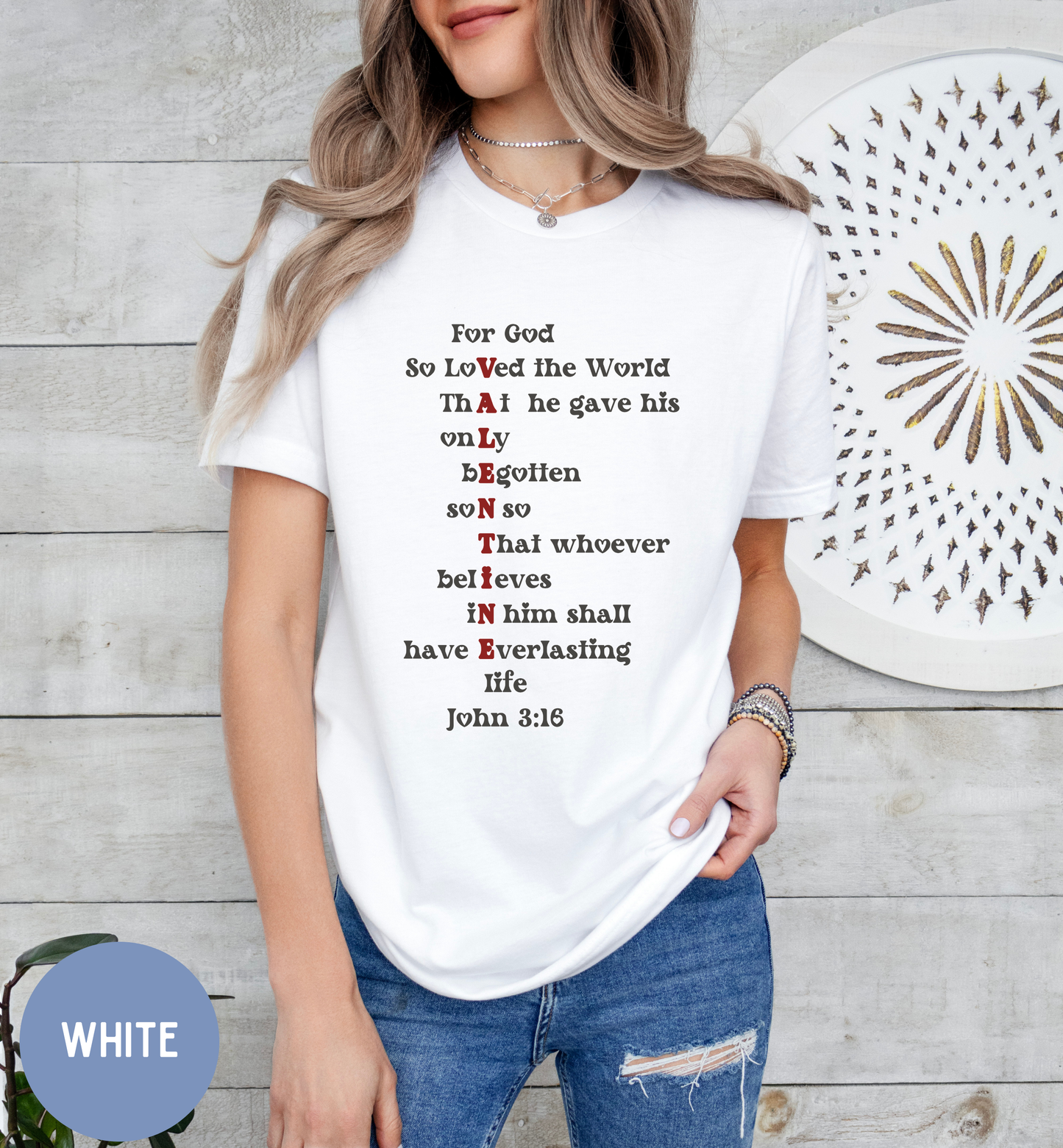 Christian Women's John 3:16 Valentine T-shirt.