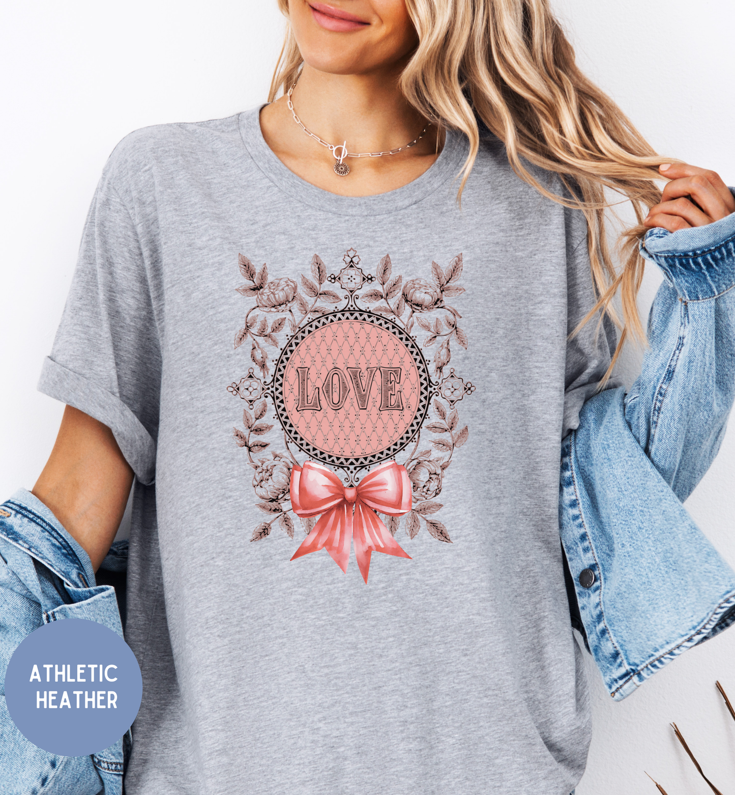 Vintage Floral shirt for women, romantic love bow shirt.