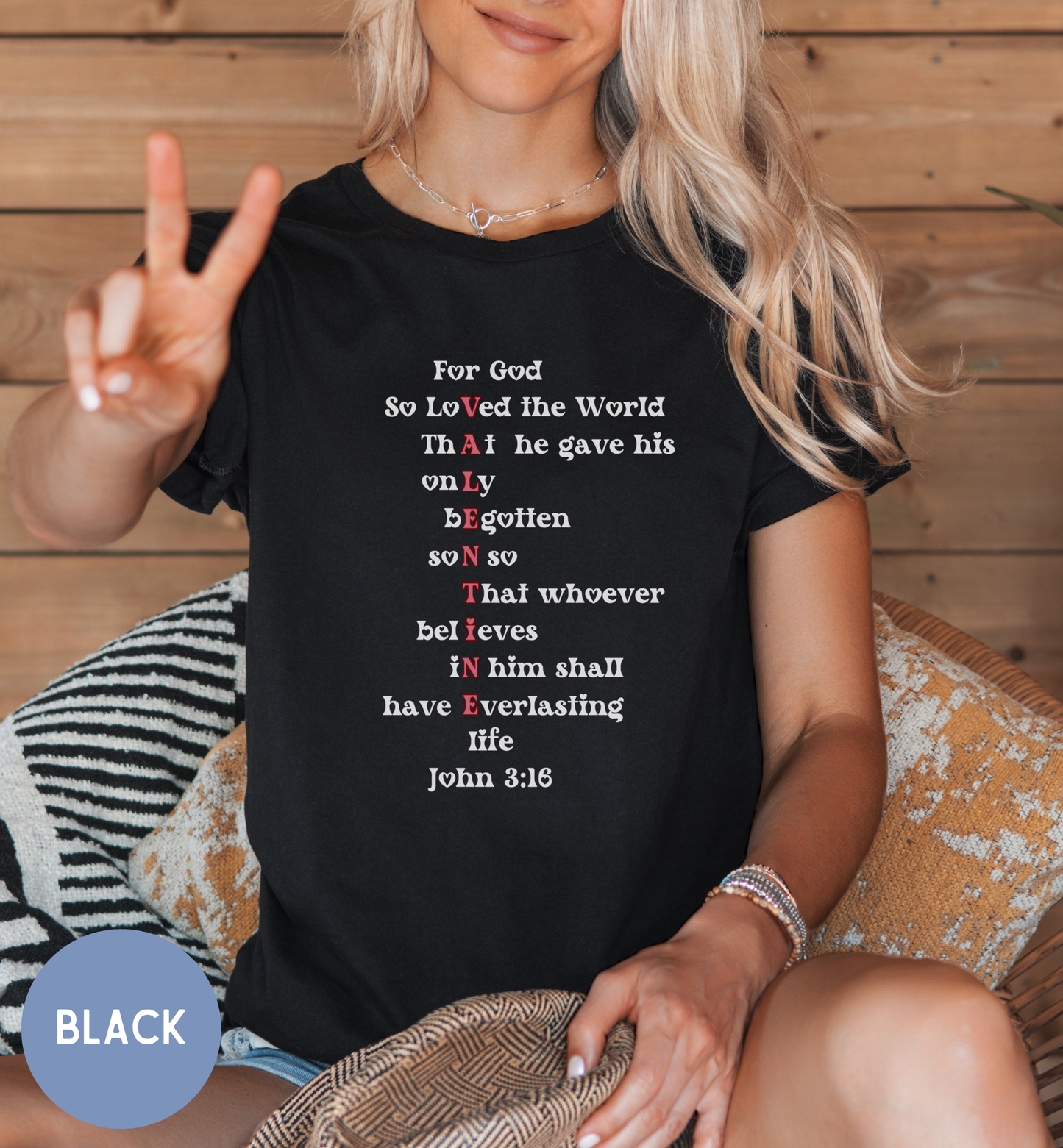 Christian Women's John 3:16 Valentine T-shirt.