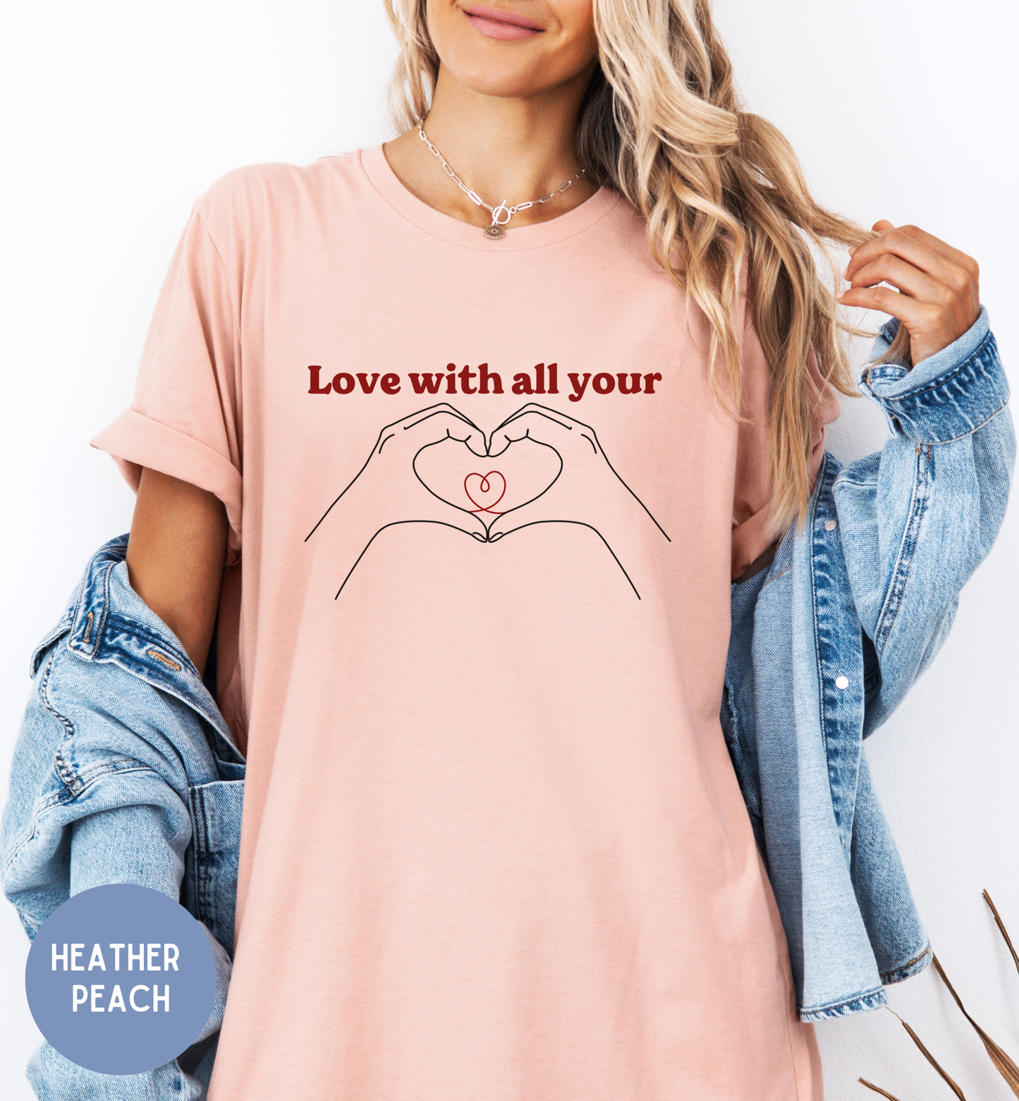 Love with all your heart Valentine Shirt, Heart Gesture t-shirt
