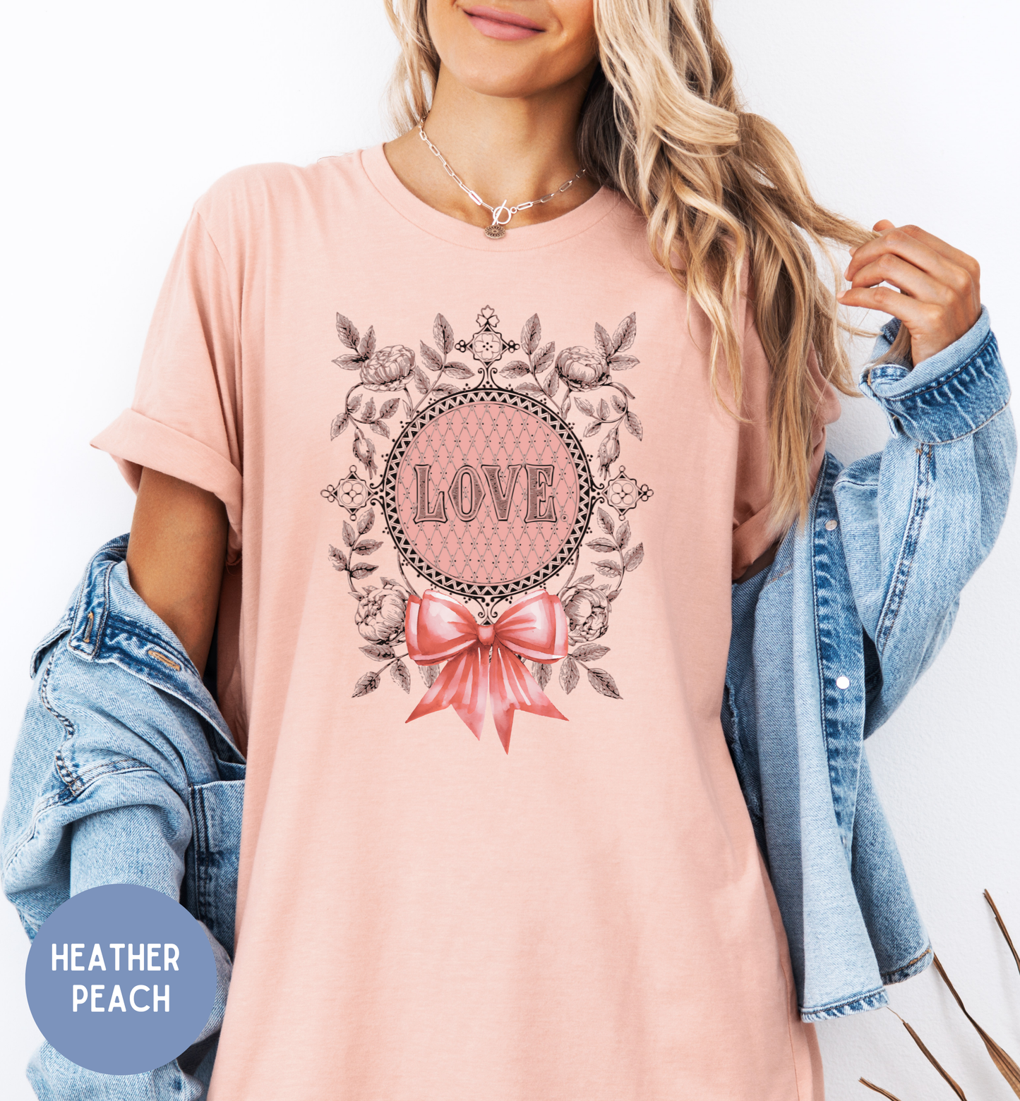 Vintage Floral shirt for women, romantic love bow shirt.
