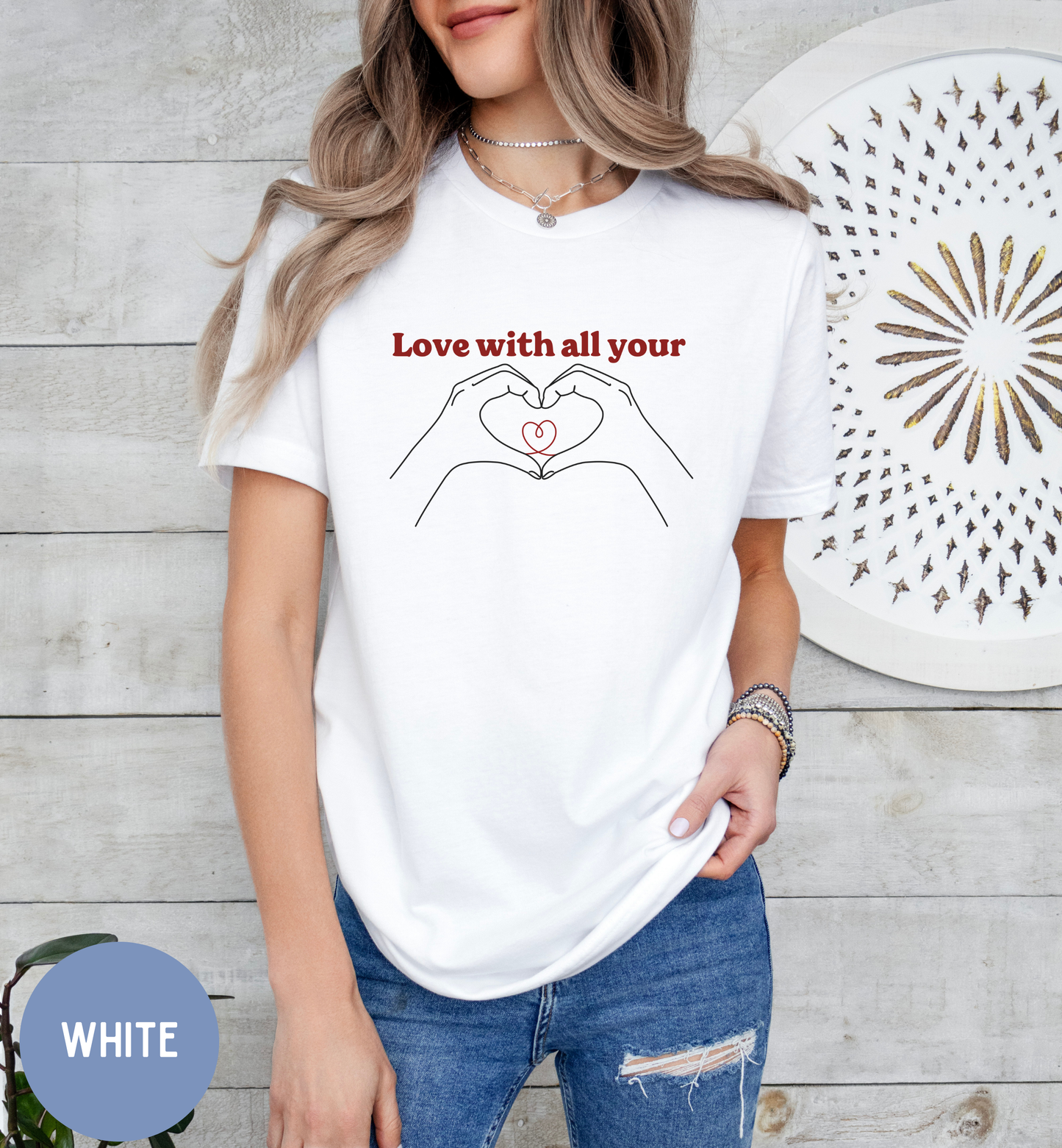 Love with all your heart Valentine Shirt, Heart Gesture t-shirt