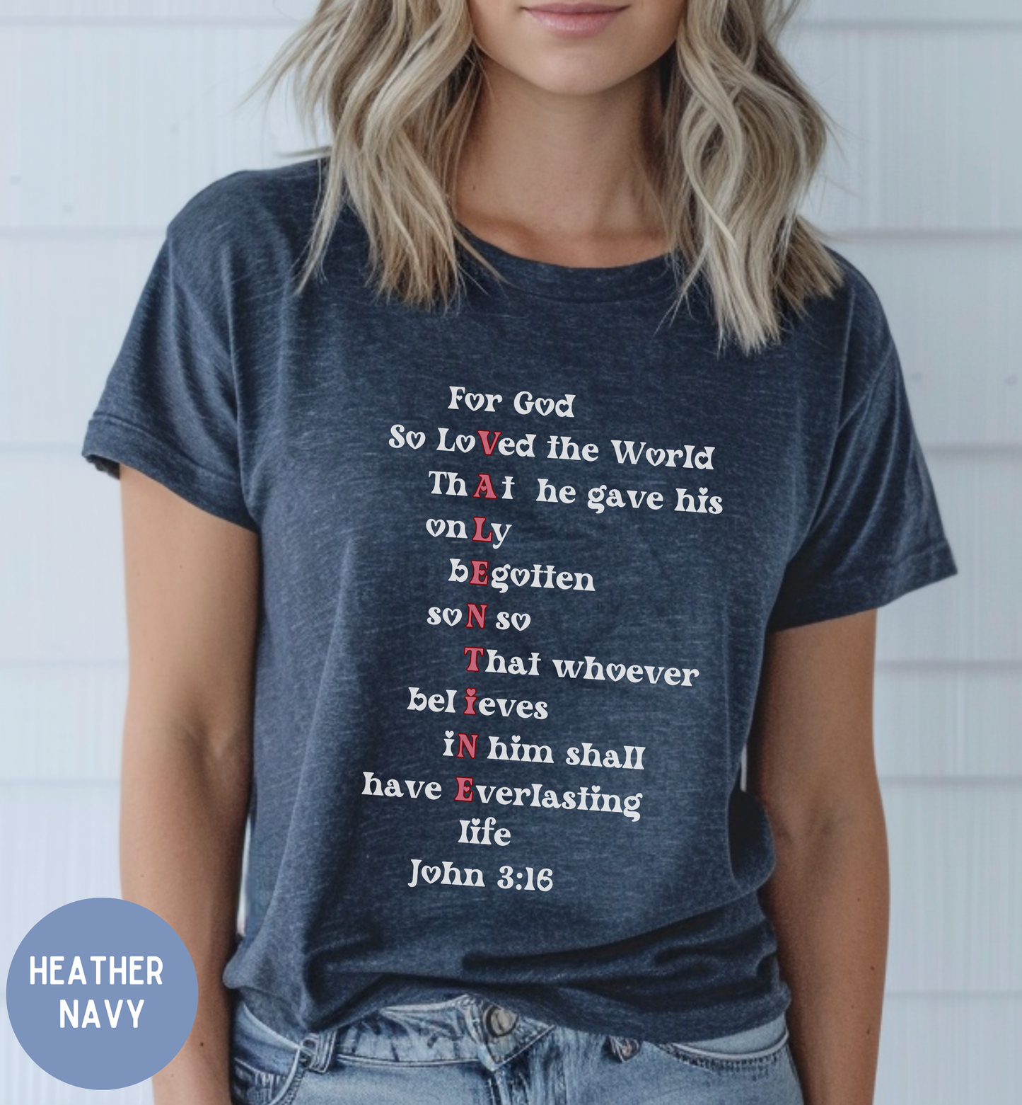 Christian Women's John 3:16 Valentine T-shirt.