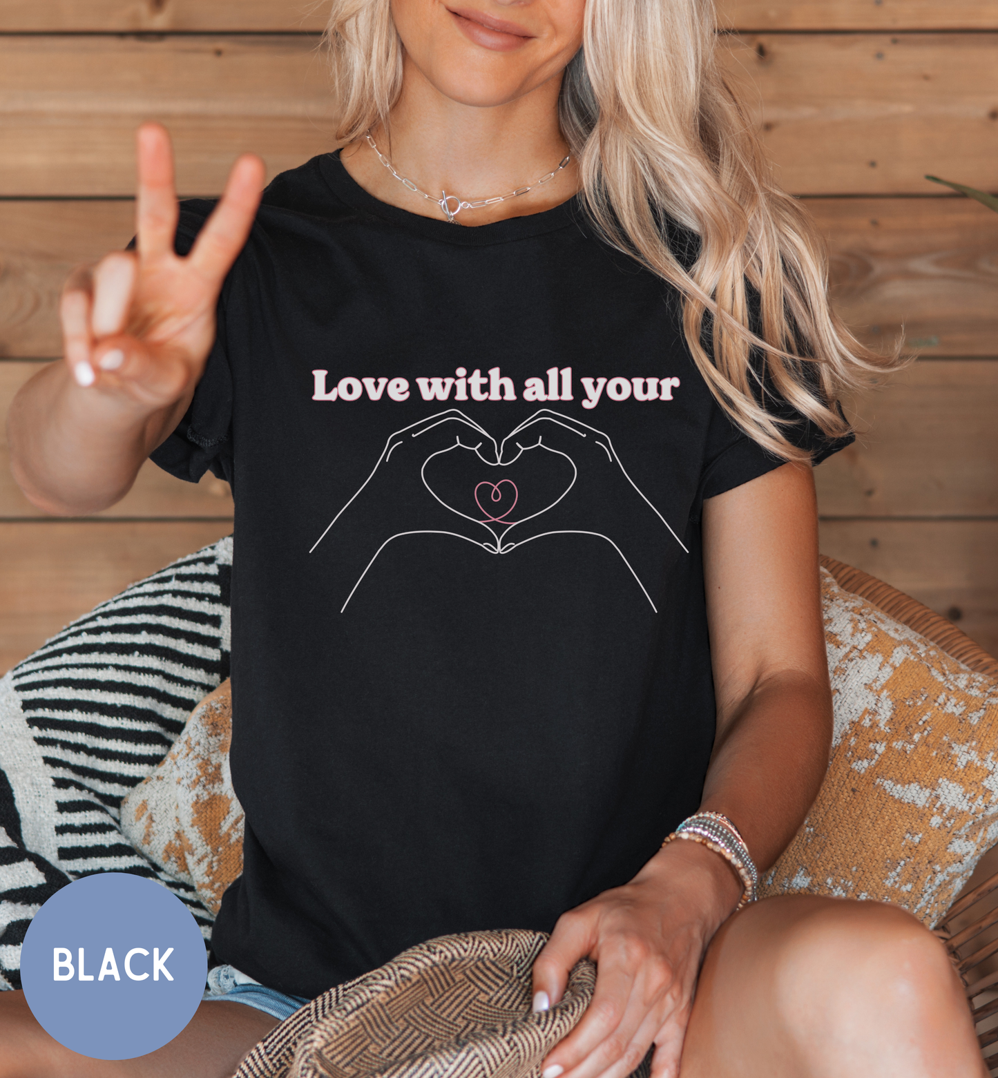 Love with all your heart Valentine Shirt, Heart Gesture t-shirt