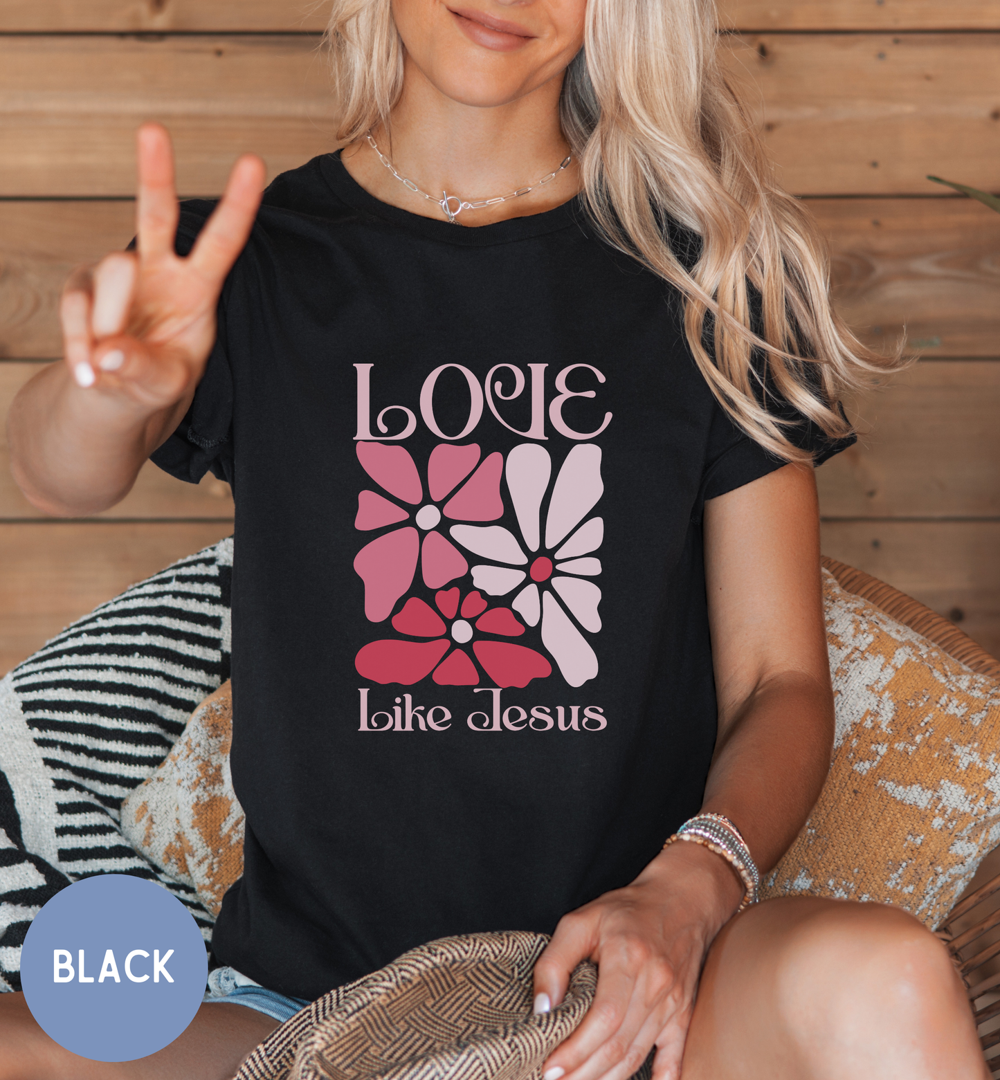 Love like Jesus- Retro Floral t-shirt for women