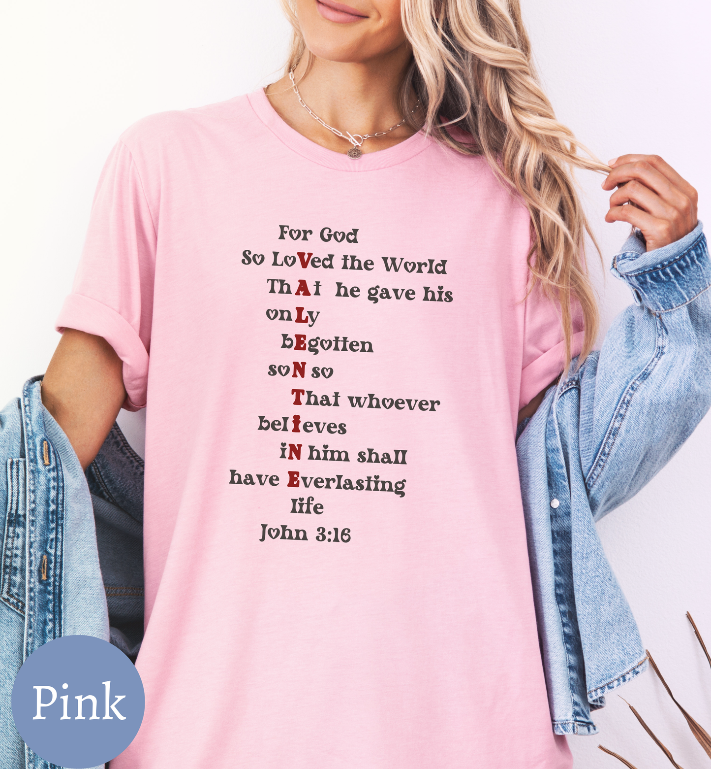 Christian Women's John 3:16 Valentine T-shirt.