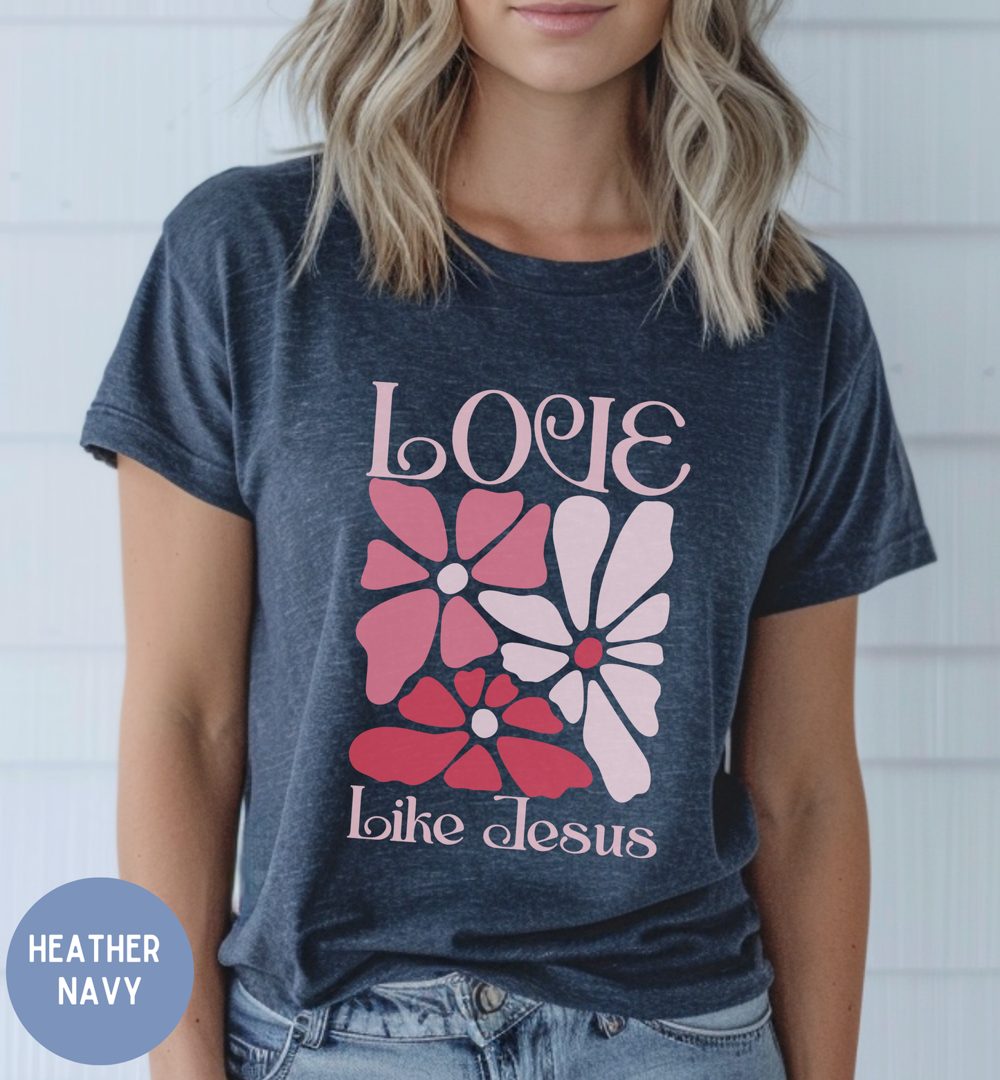 Love like Jesus- Retro Floral t-shirt for women