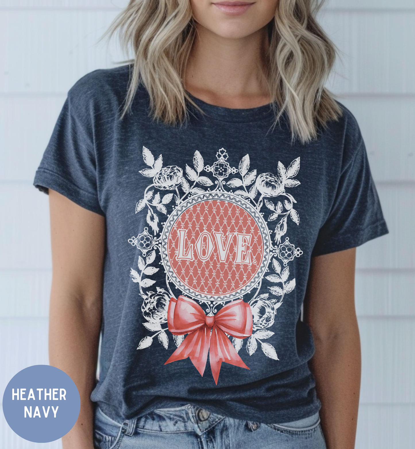 Vintage Floral shirt for women, romantic love bow shirt.