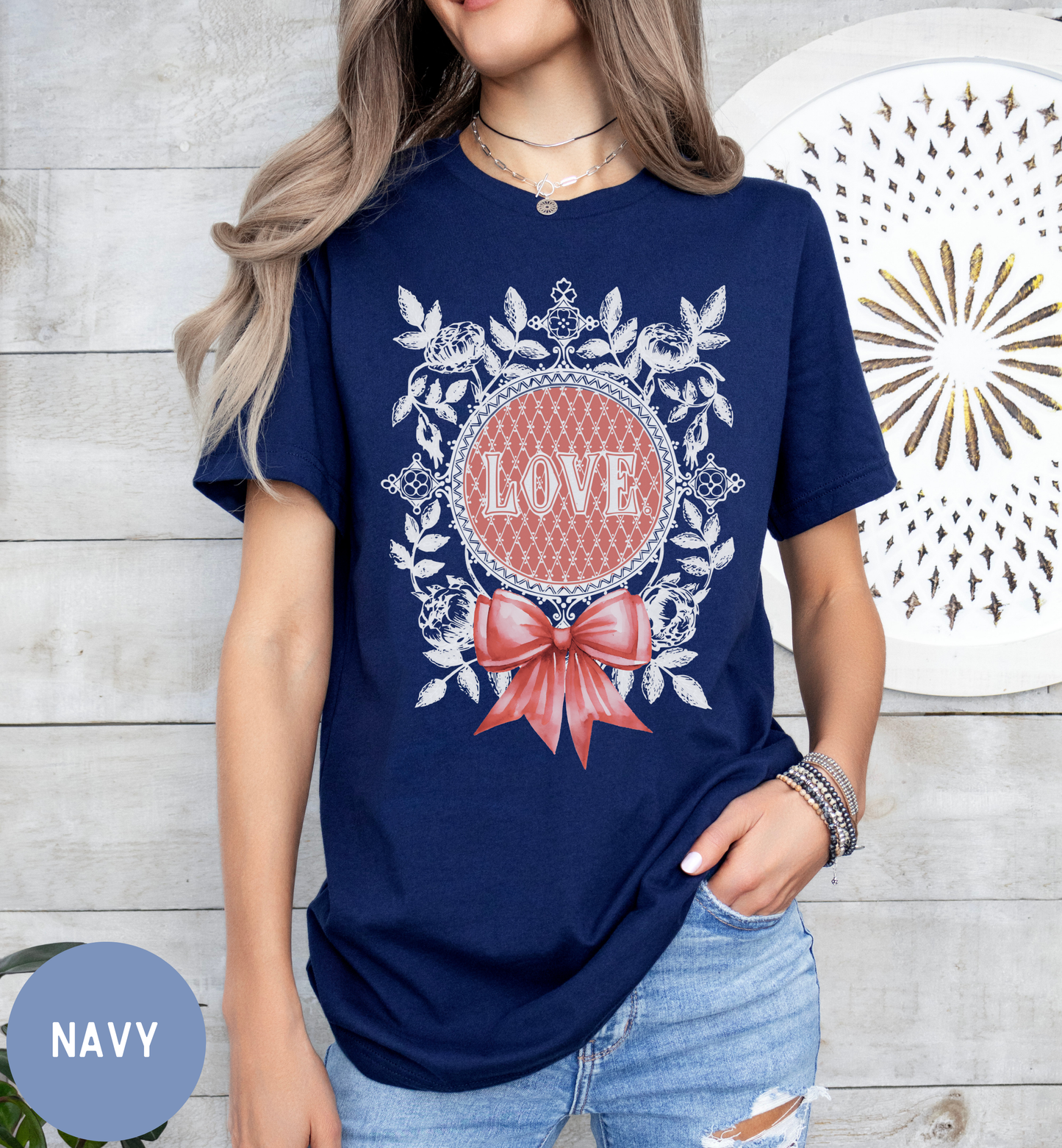 Vintage Floral shirt for women, romantic love bow shirt.