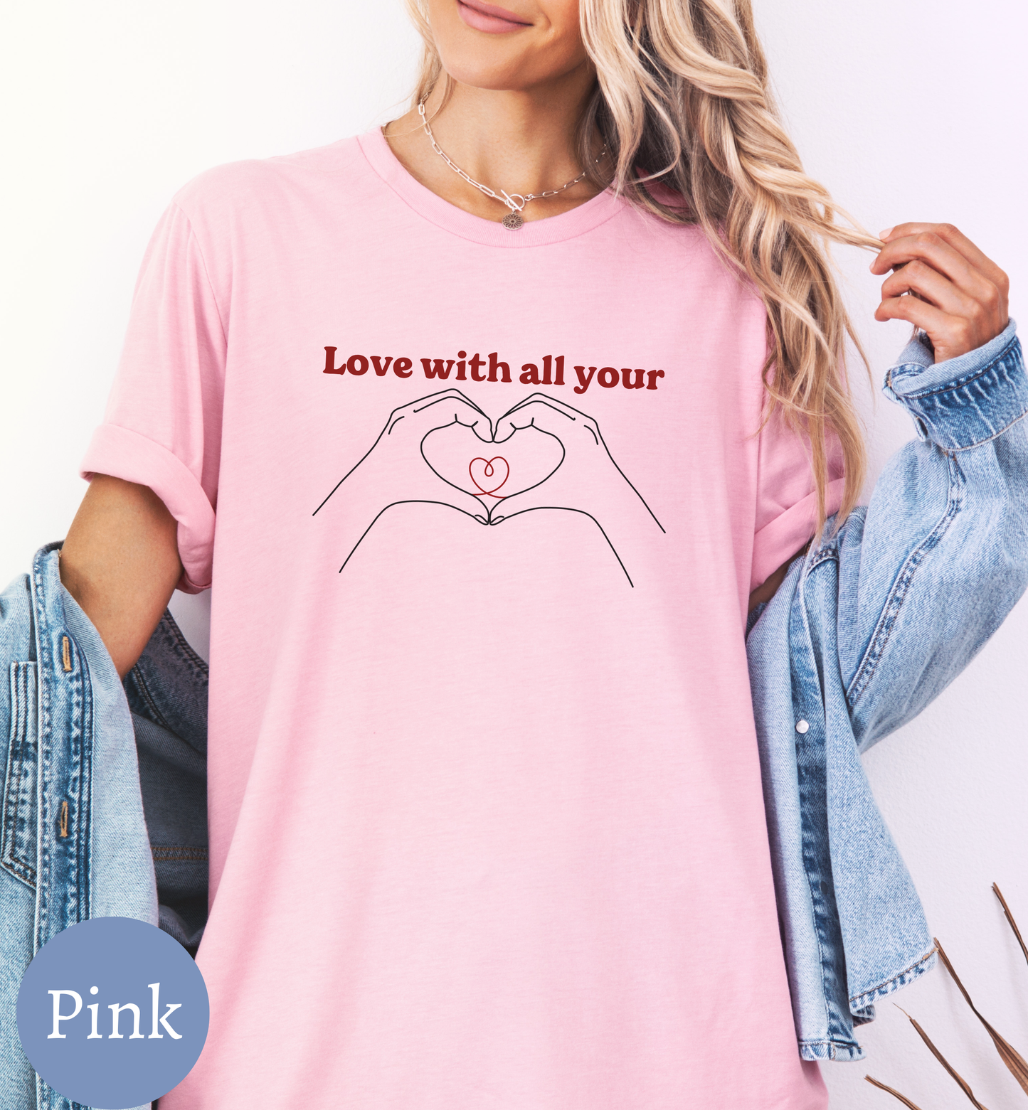 Love with all your heart Valentine Shirt, Heart Gesture t-shirt