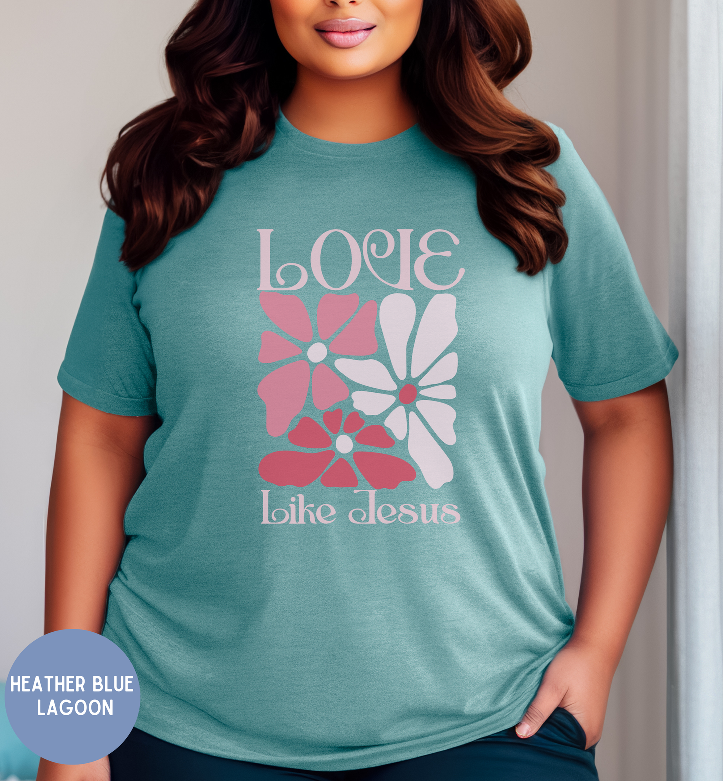 Love like Jesus- Retro Floral t-shirt for women