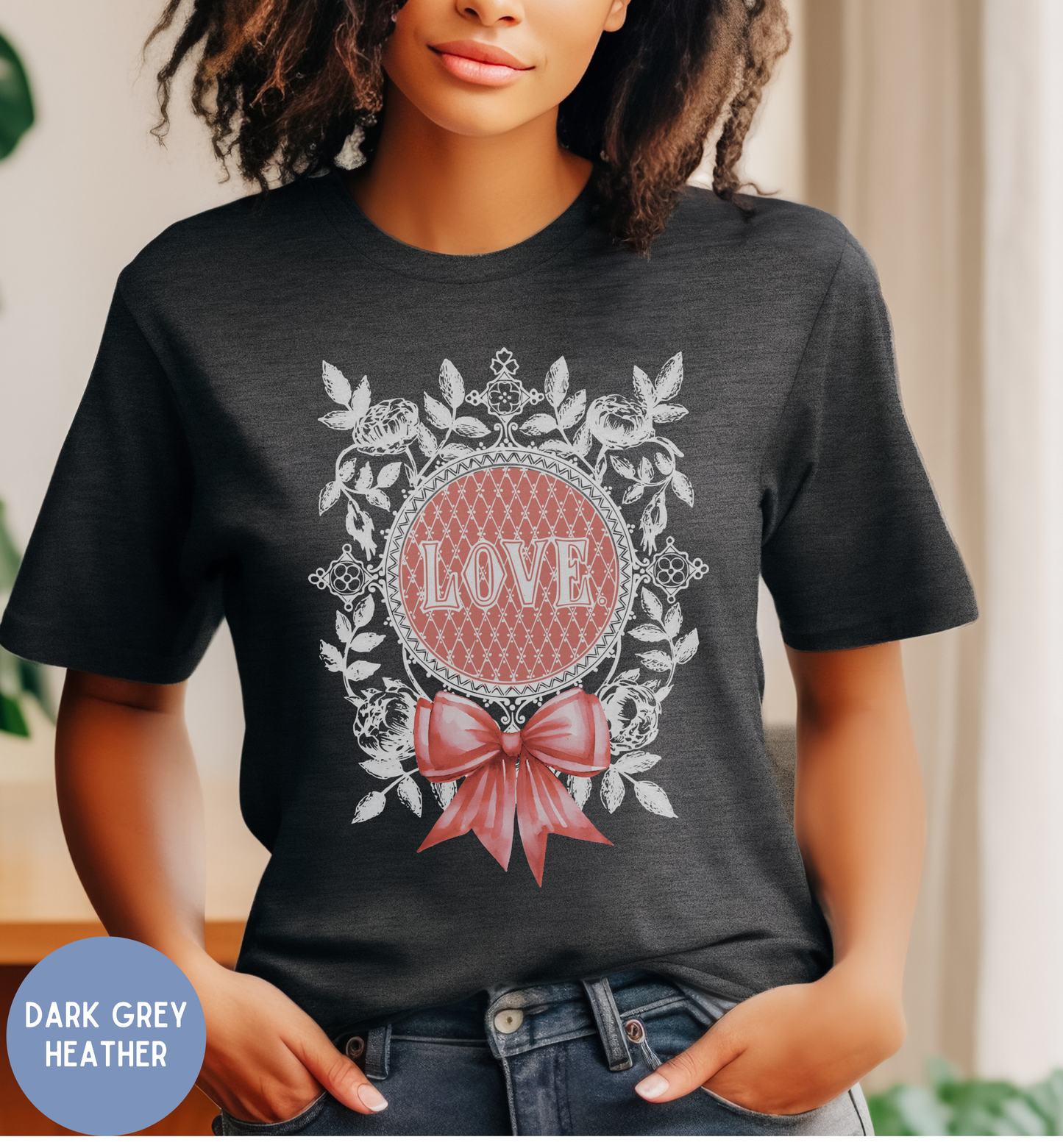 Vintage Floral shirt for women, romantic love bow shirt.