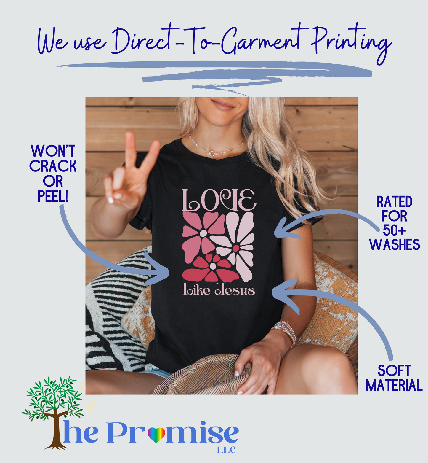 Love like Jesus- Retro Floral t-shirt for women
