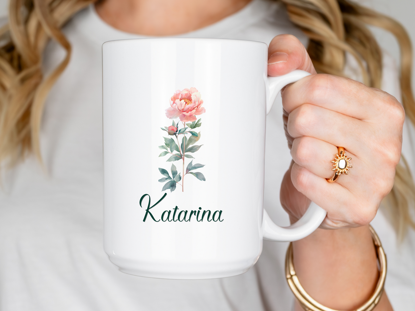 Personalized floral mug with name and bible verse, Christian gift for her.