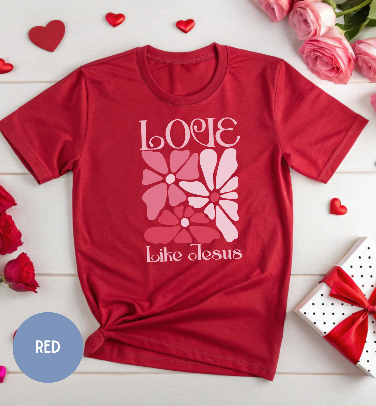Love like Jesus- Retro Floral t-shirt for women