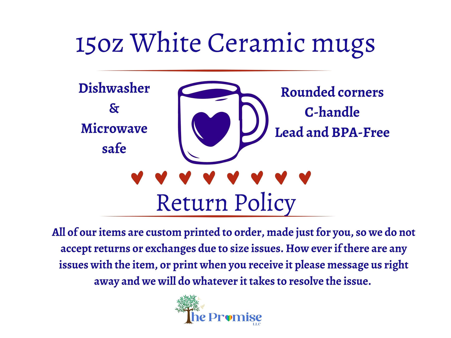 a white ceramic mug with hearts on it