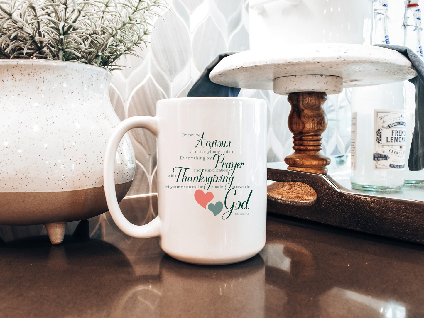 Personalized floral mug with name and bible verse, Christian gift for her.