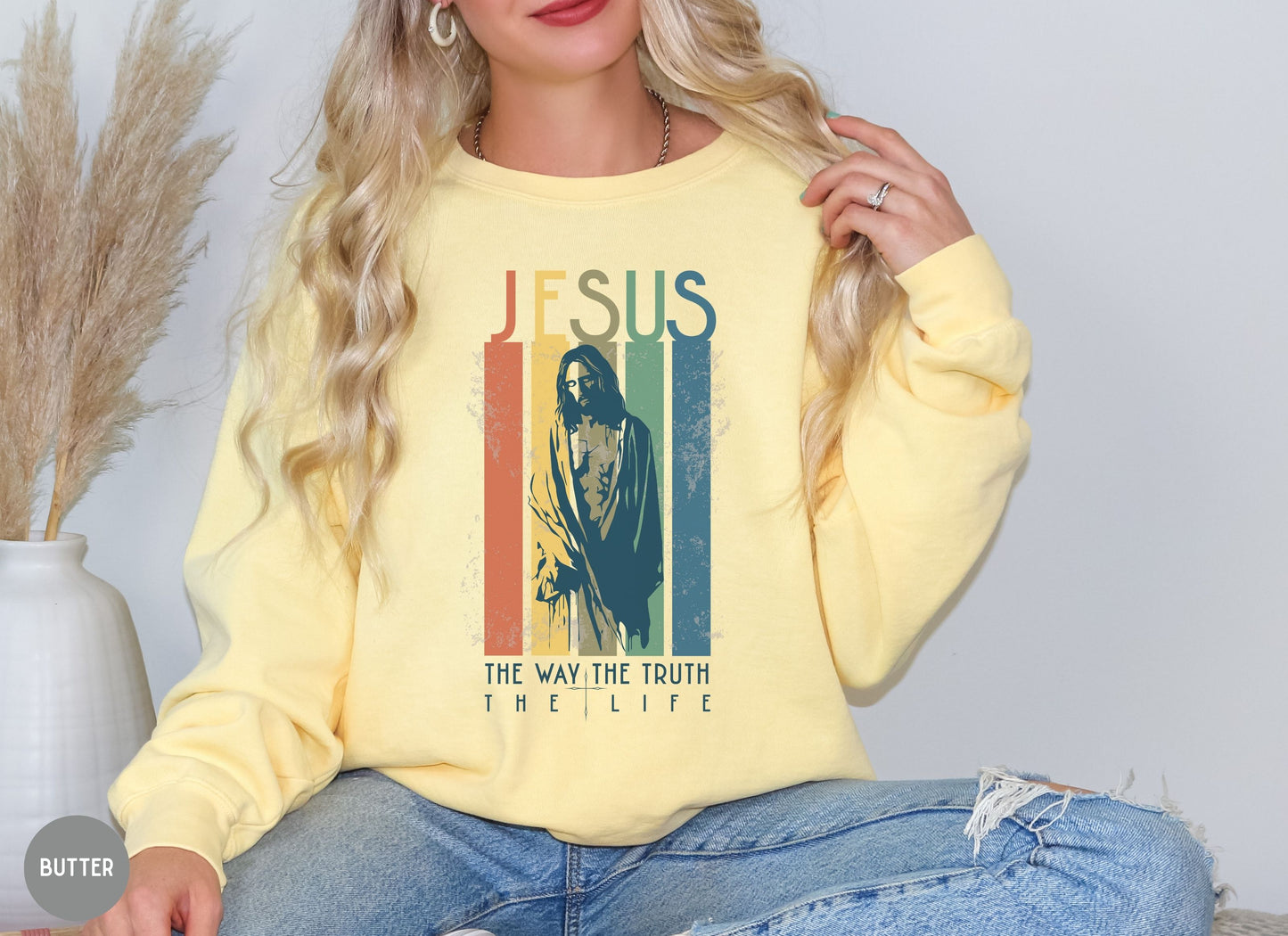 The Way The Truth The Life, Retro Christian sweatshirt -Women's Faith sweater