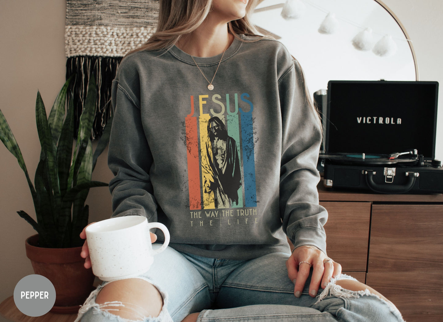 The Way The Truth The Life, Retro Christian sweatshirt -Women's Faith sweater