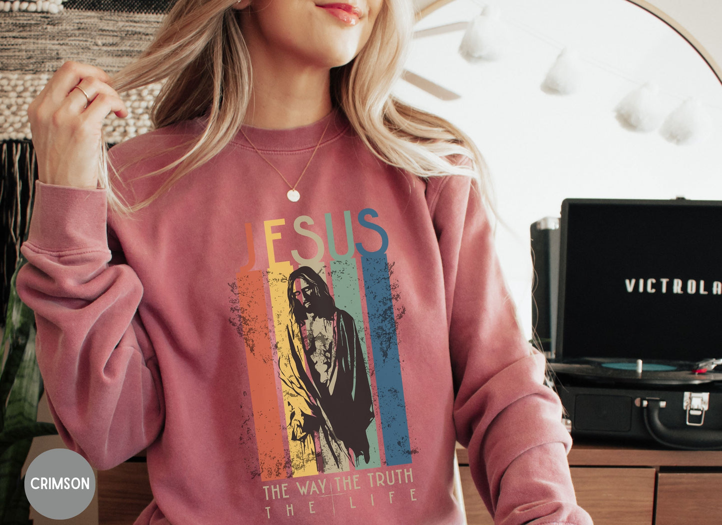 The Way The Truth The Life, Retro Christian sweatshirt -Women's Faith sweater