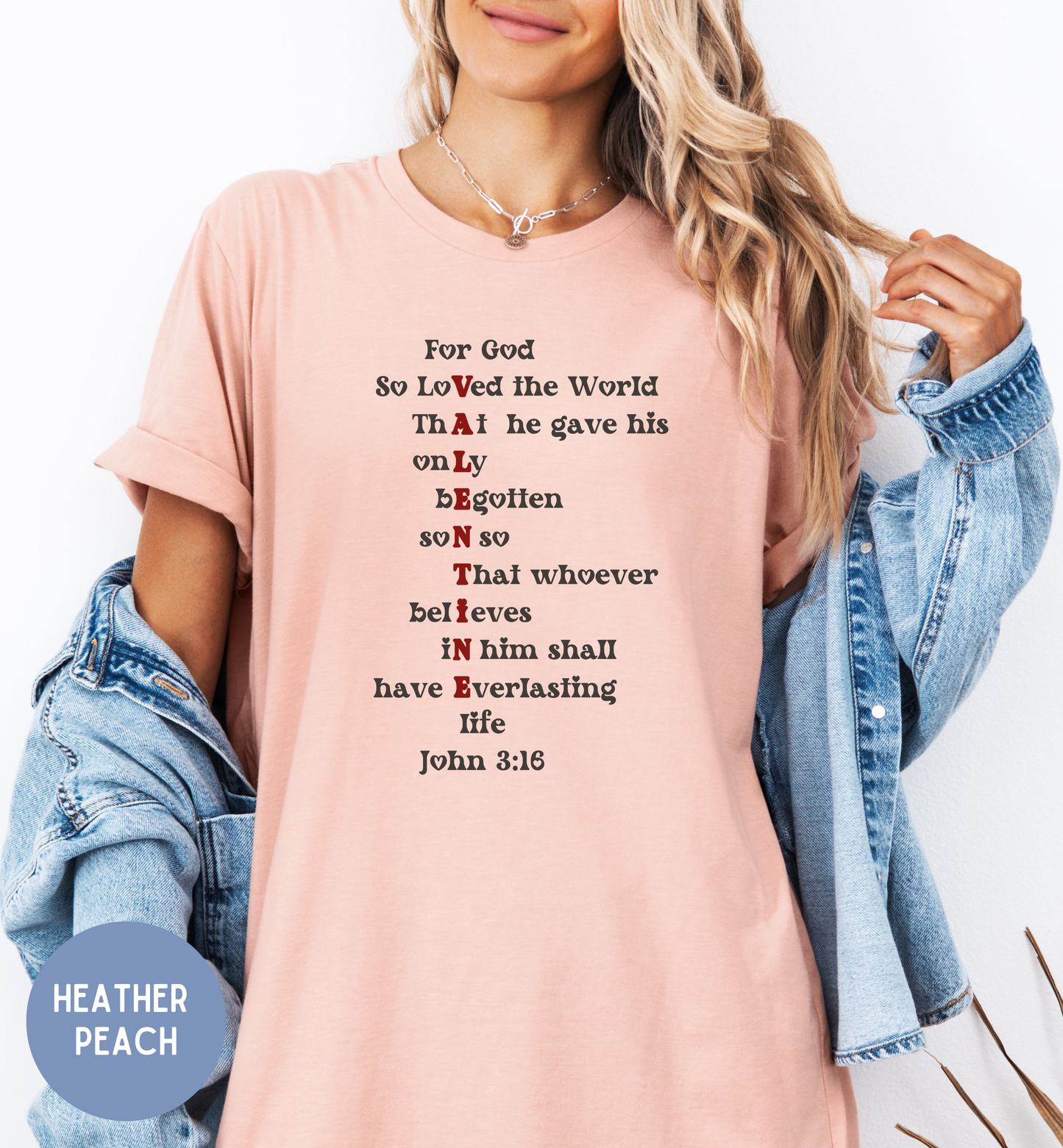 Christian Women's John 3:16 Valentine T-shirt.