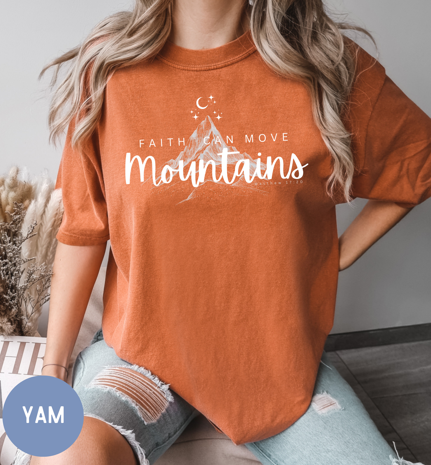 Women's Bible verse t-shirt-Faith can move mountains
