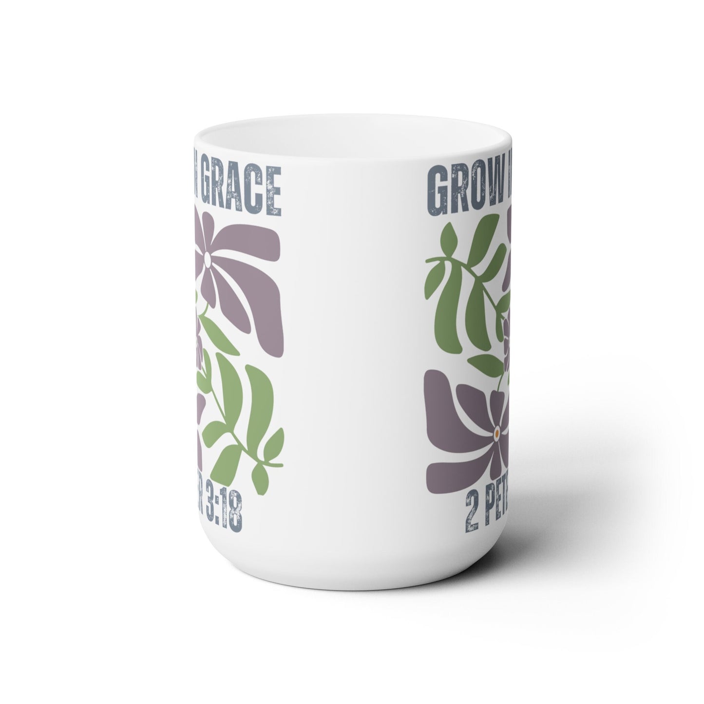Grow in Grace 2 Peter Christian Coffee Mug with Floral Design for Women