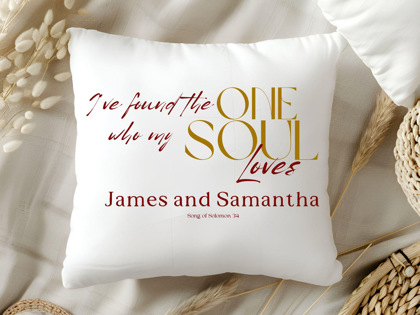 Custom Wedding Day Pillow, I found the one who my soul loves, Christian wedding gift.