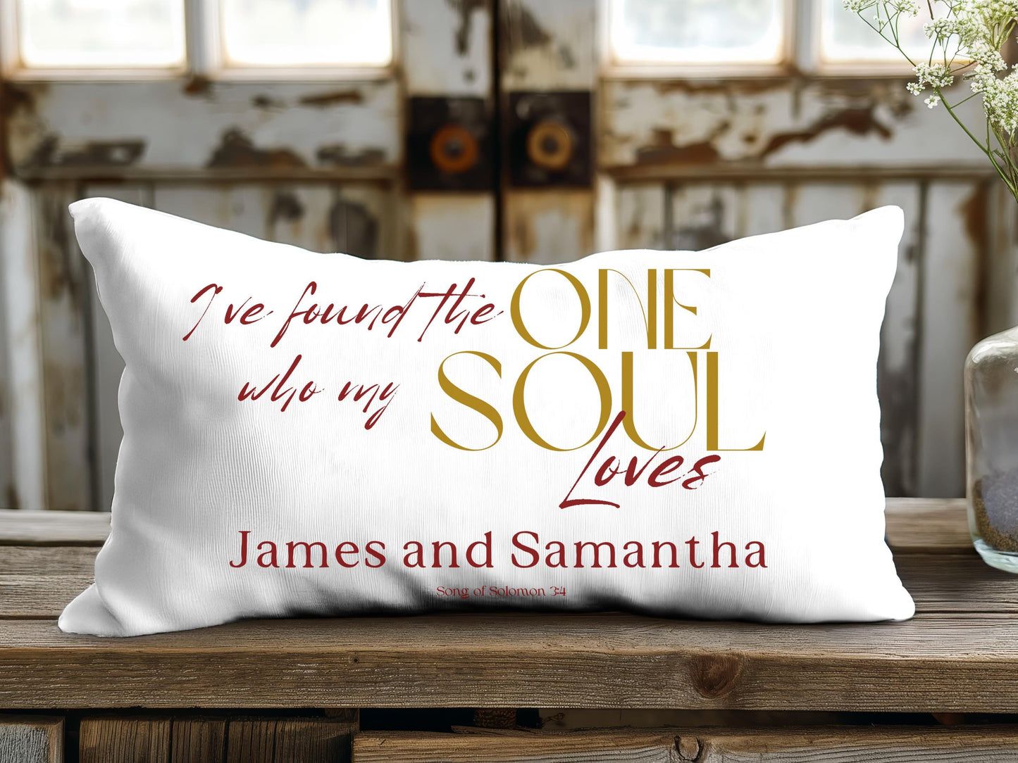 Custom Wedding Day Pillow, I found the one who my soul loves, Christian wedding gift.