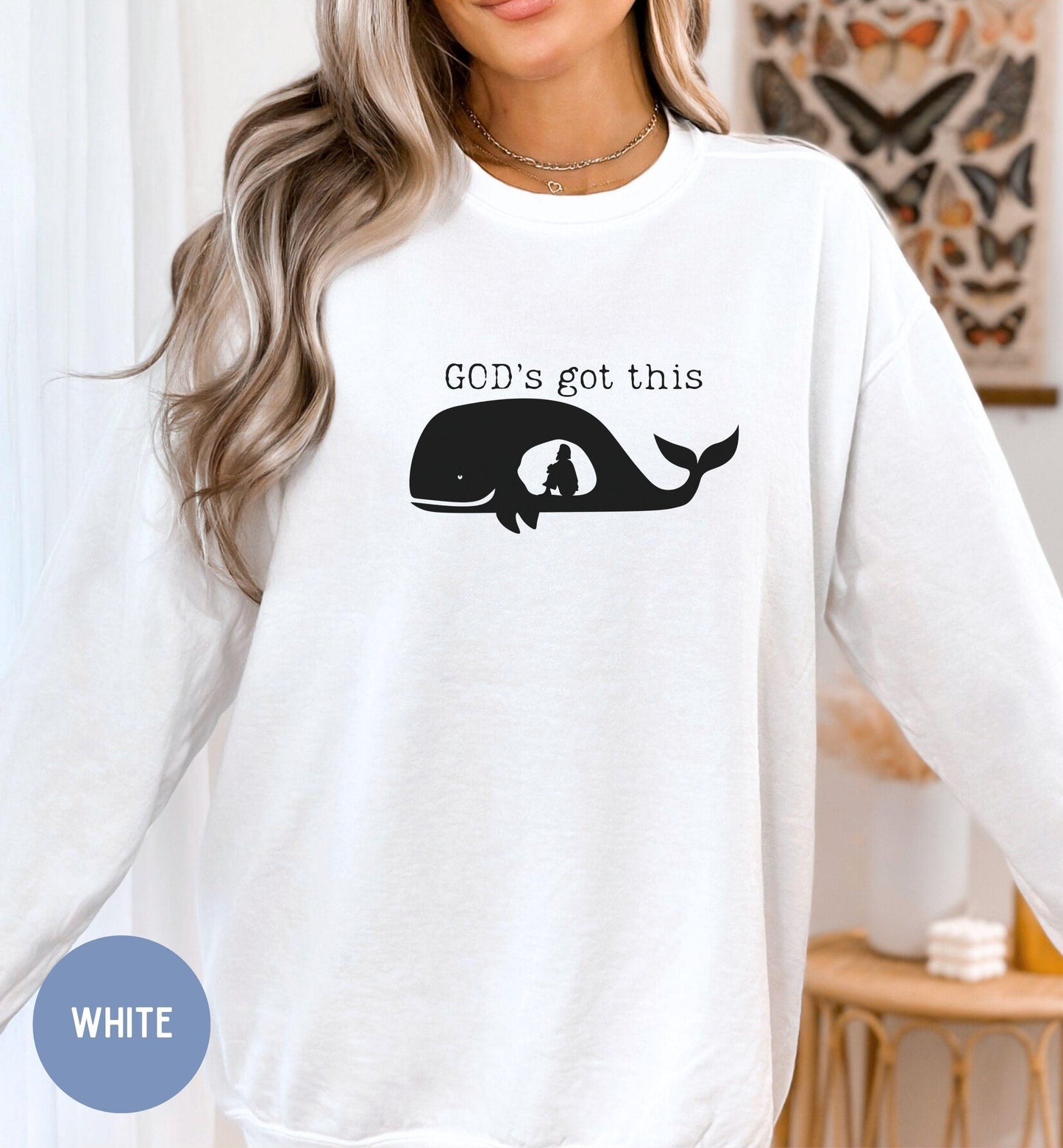 Religious Sweatshirt, God's Got This, Jonah in the Whale, Bible shirt, Christian Apparel, Faith Sweater, Inspirational Top, Christian gift.