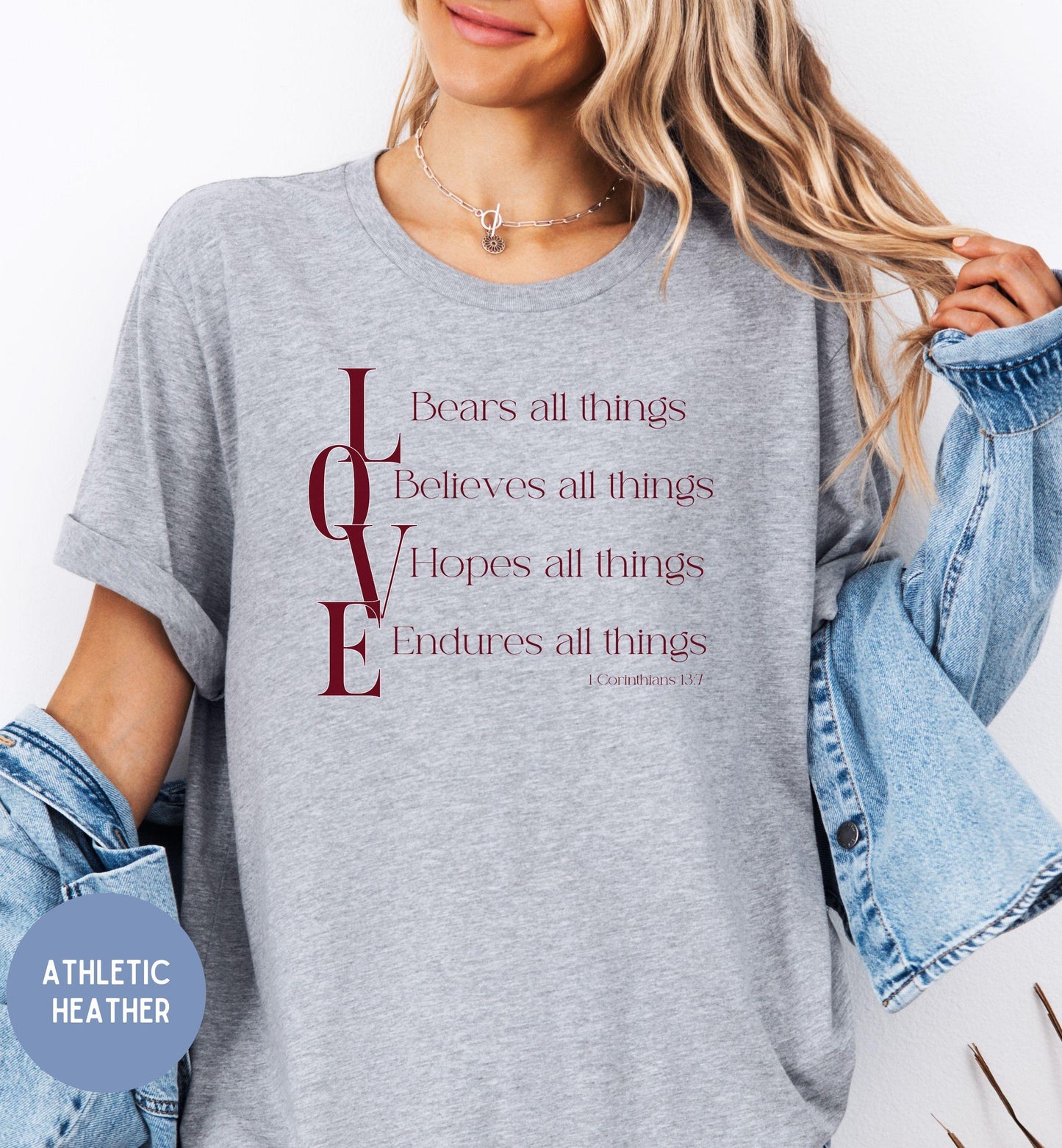 Christian Womens Shirt - 1 Corinthians 13 Love Endures - Faith Apparel