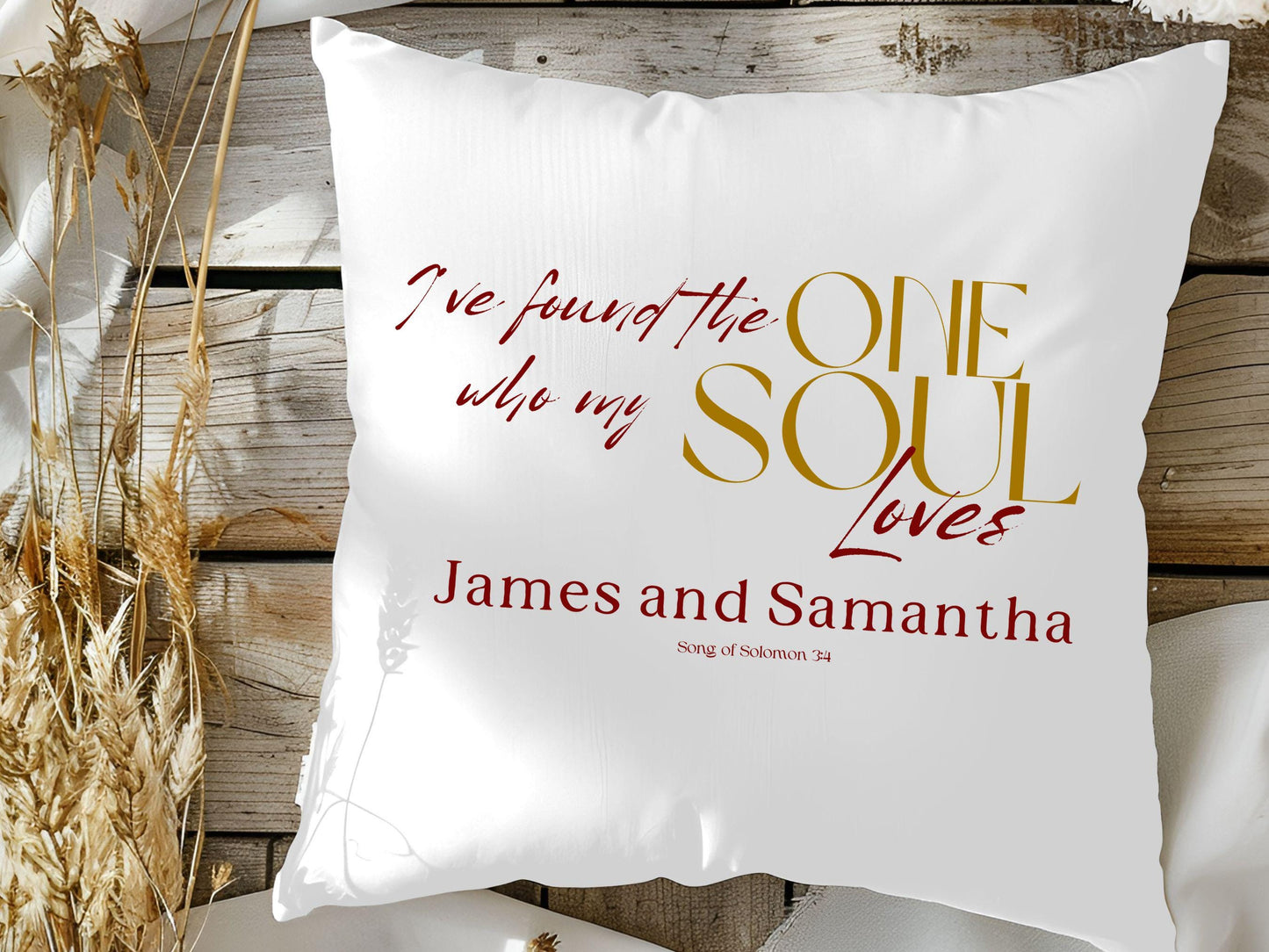 Custom Wedding Day Pillow, I found the one who my soul loves, Christian wedding gift.