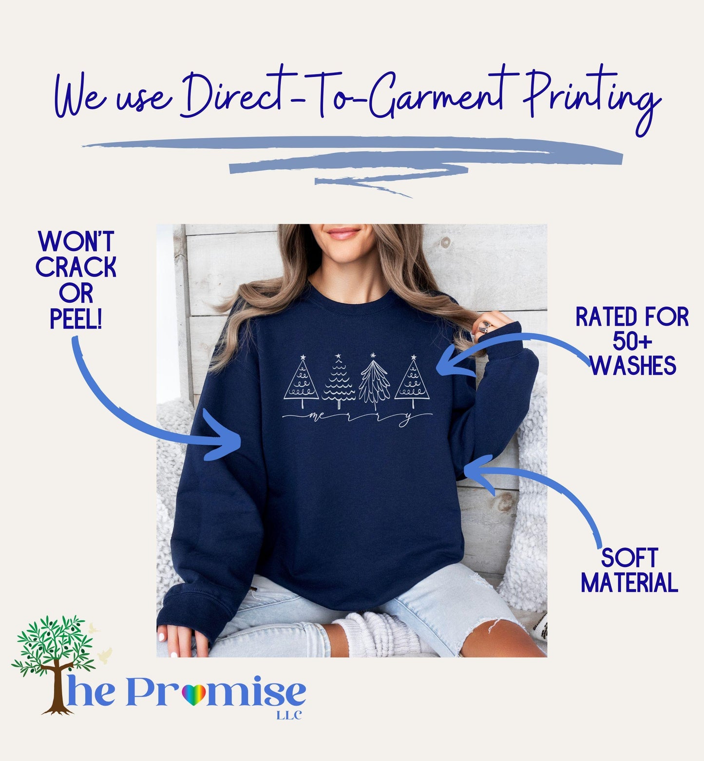 Doodle Christmas Tree Sweater - Womens Holiday Winter Xmas Shirt