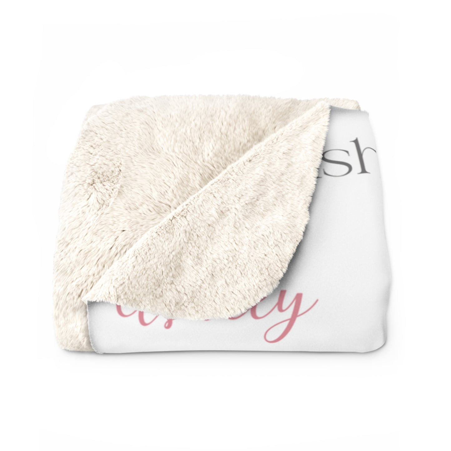 Personalized Name - Cozy Sherpa Blanket  With Pink Tulip- Great gift for Women.
