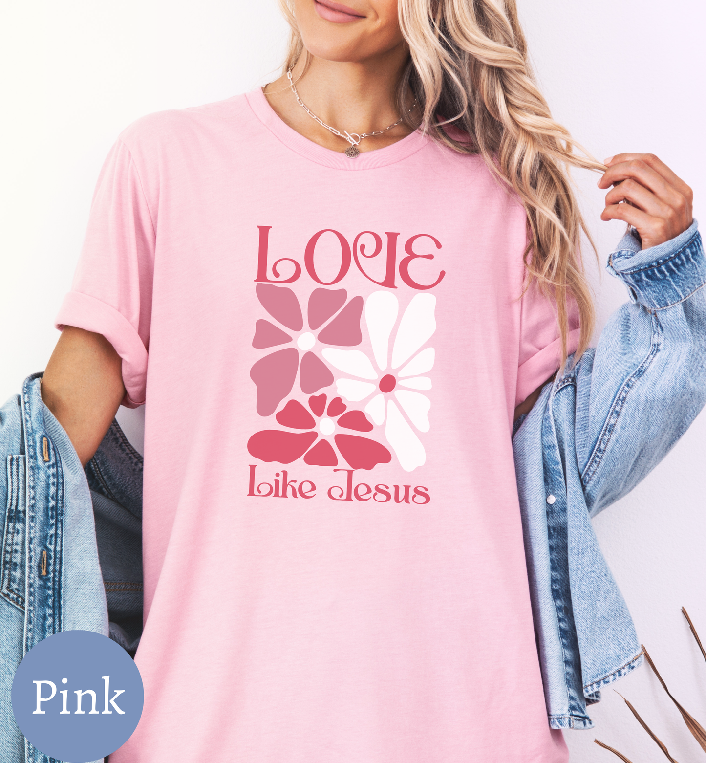 Love like Jesus- Retro Floral t-shirt for women