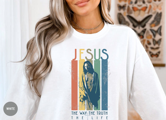 The Way The Truth The Life, Retro Christian sweatshirt -Women's Faith sweater