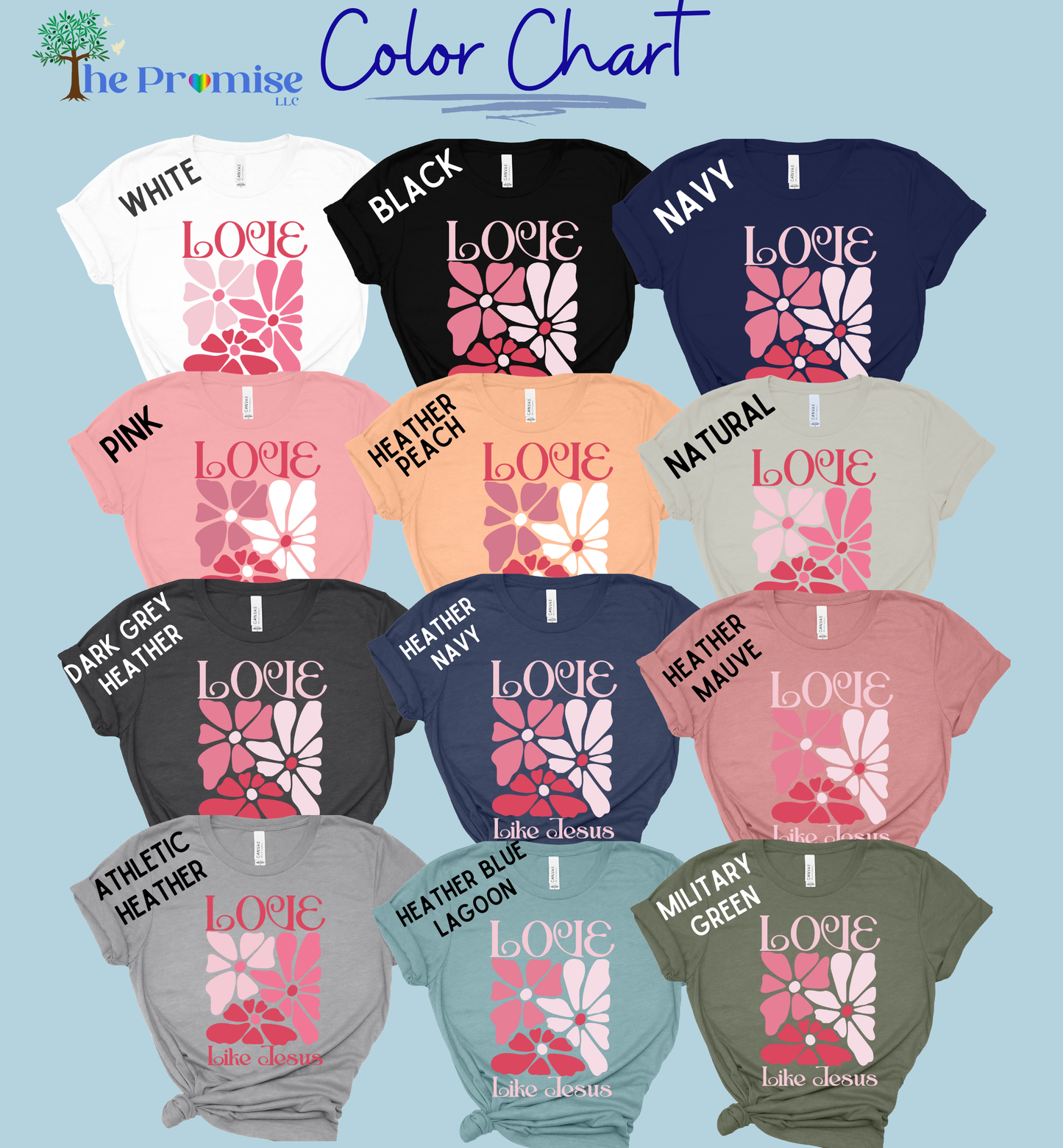 Love like Jesus- Retro Floral t-shirt for women