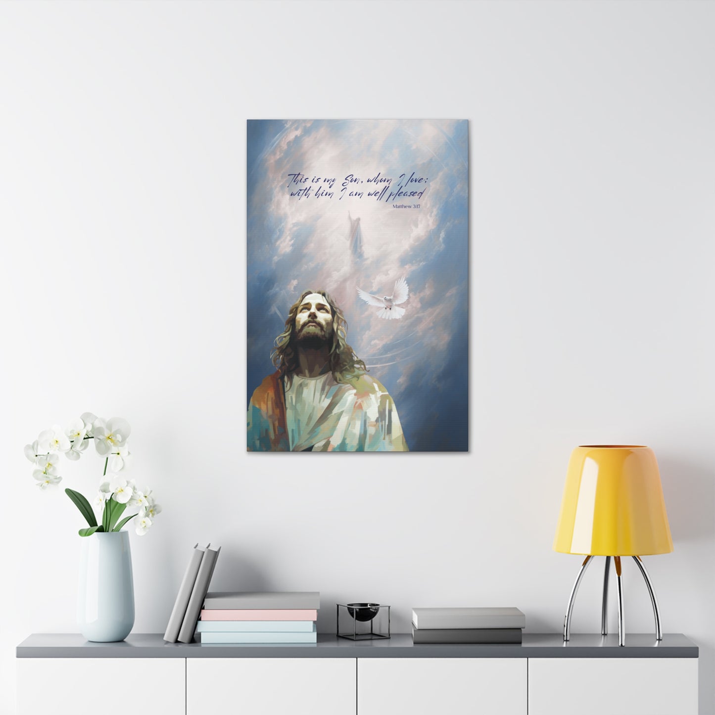 The Baptism of Jesus- Matthew 3:17 bible verse, Abstract Christian wall art