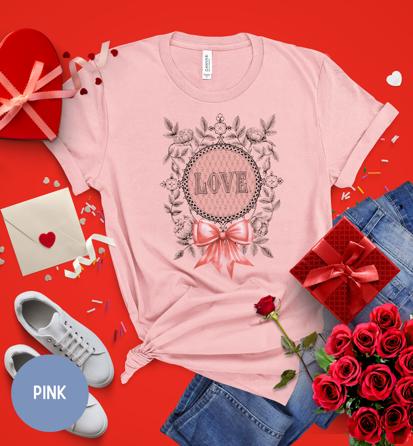Vintage Floral shirt for women, romantic love bow shirt.