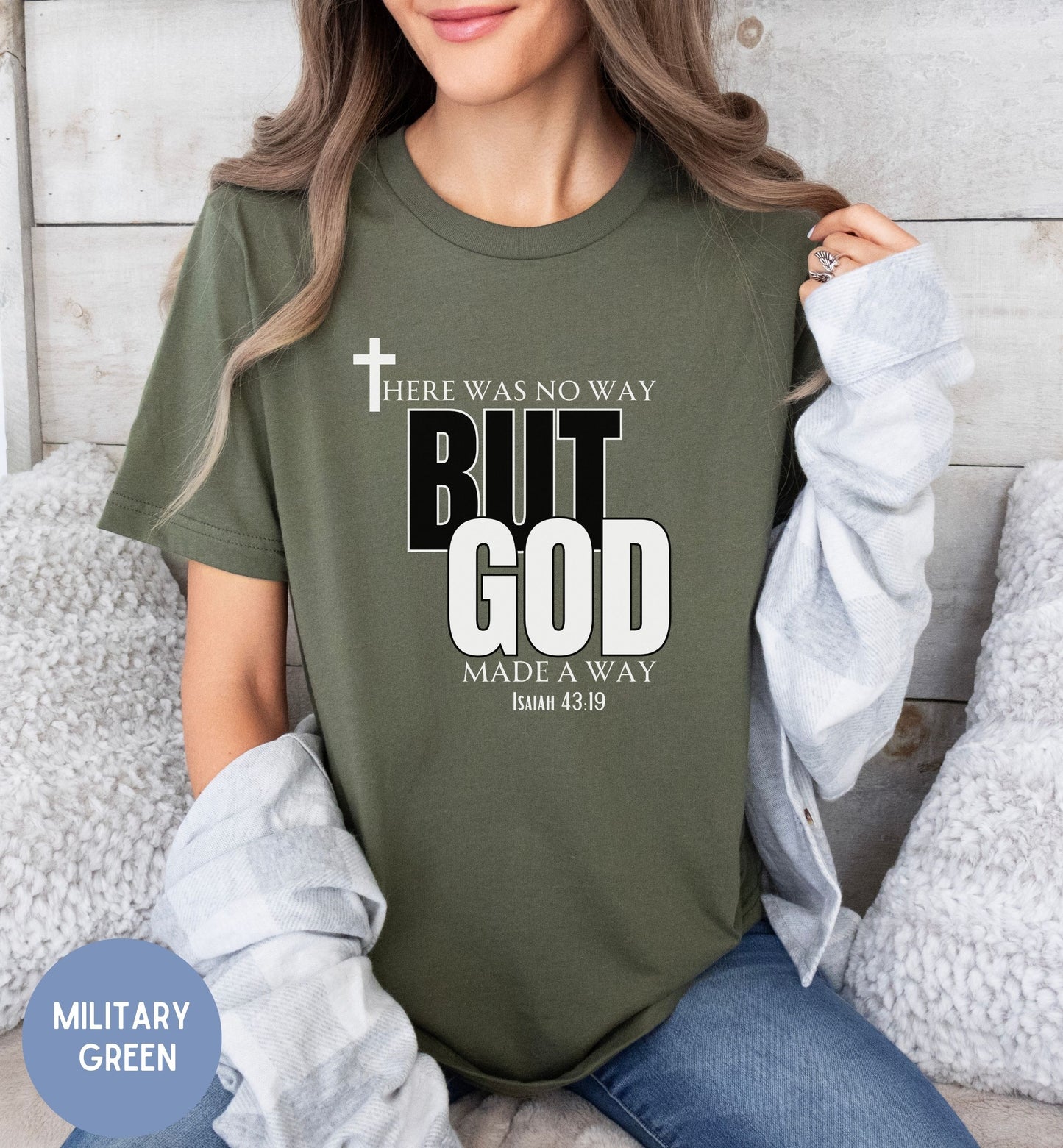 a woman wearing a t - shirt that says, there is no way but god