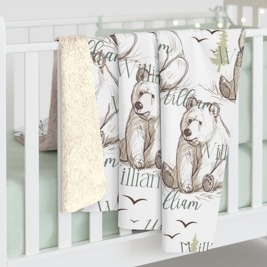 Custom kids camping blanket- New born baby gift- Sherpa Fleece blanket