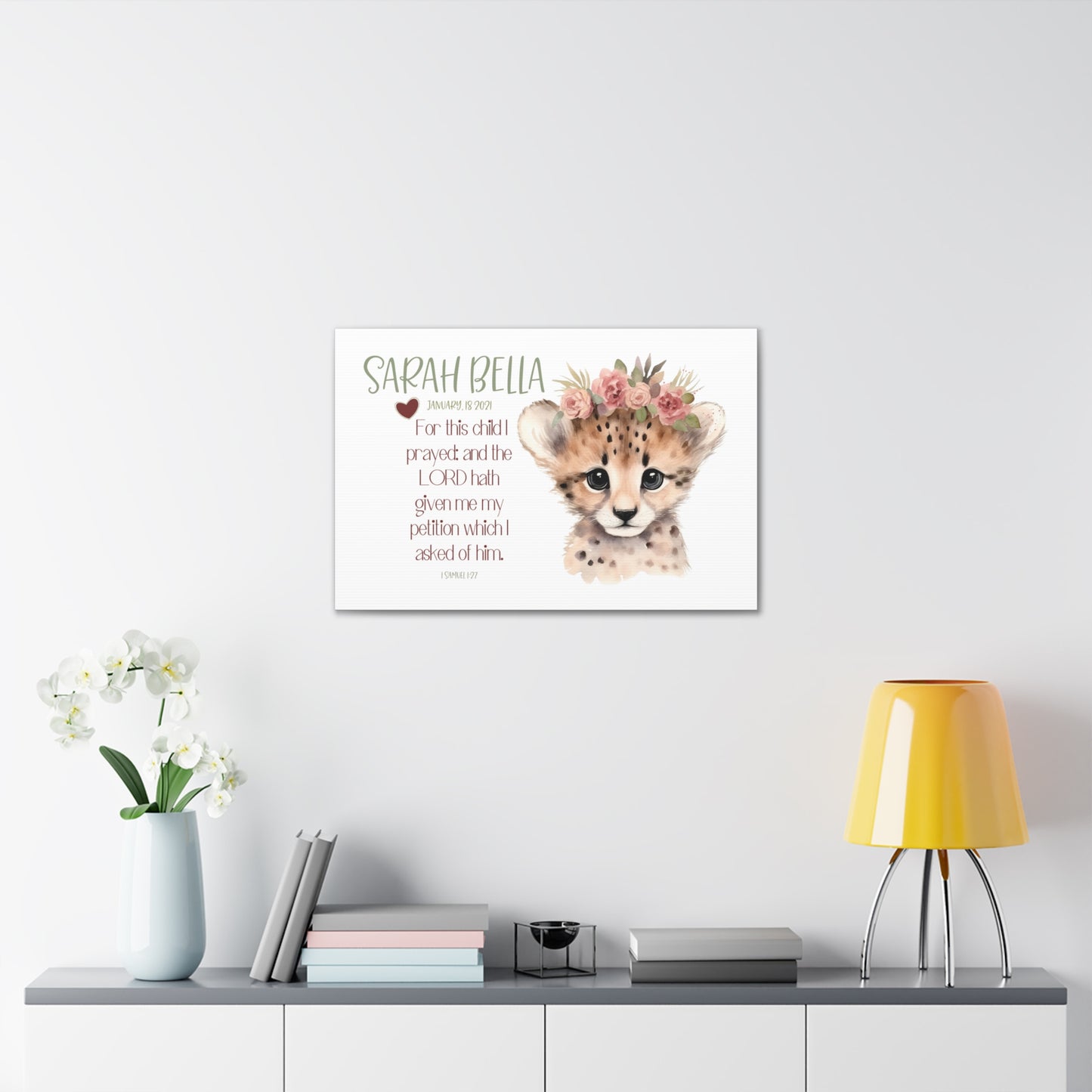 Personalized baby name, Girl nursery wall art- Baby Cheetah