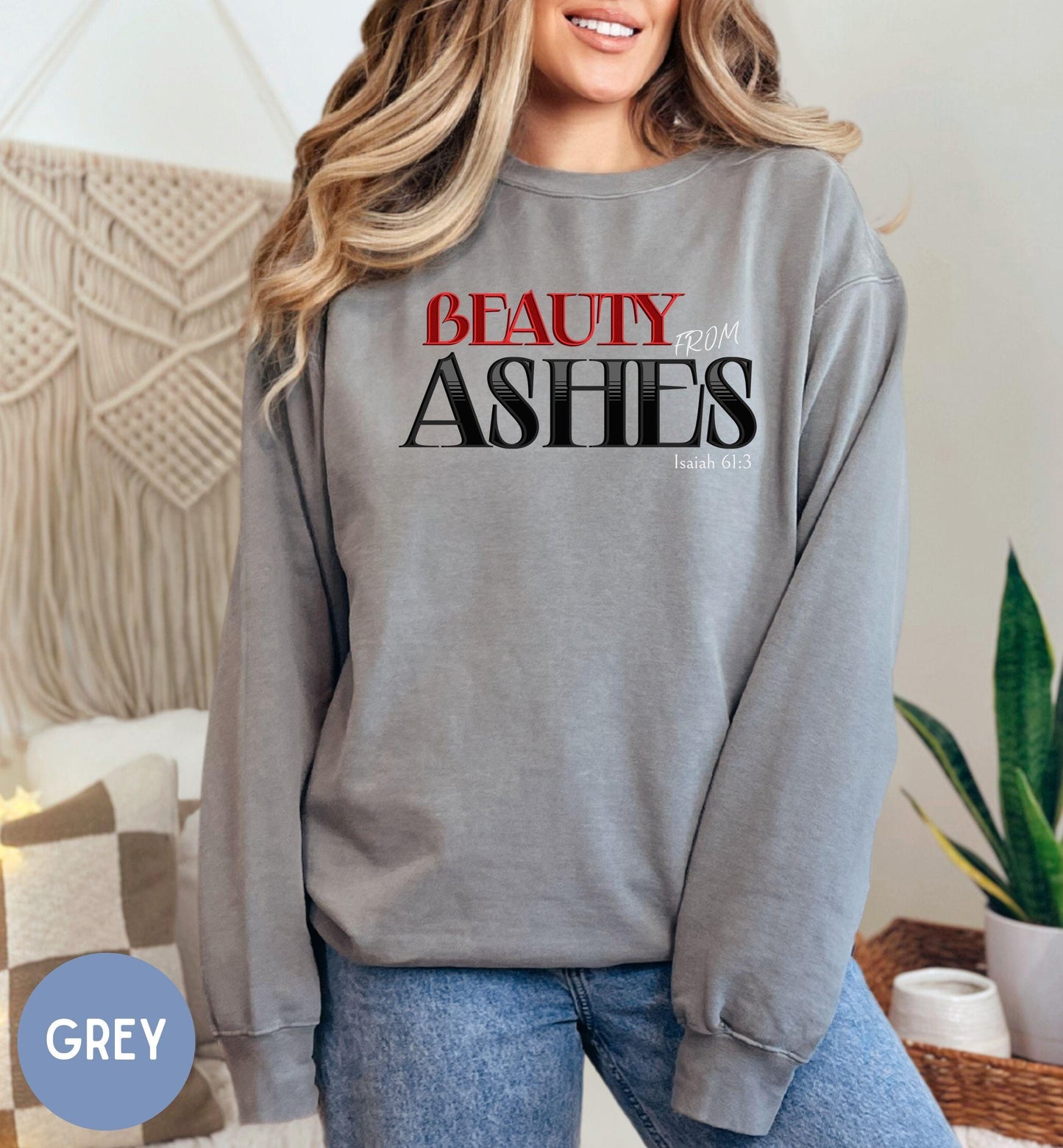 Christian Womens Sweater Beauty from Ashes - Cozy Faith-Inspired Top