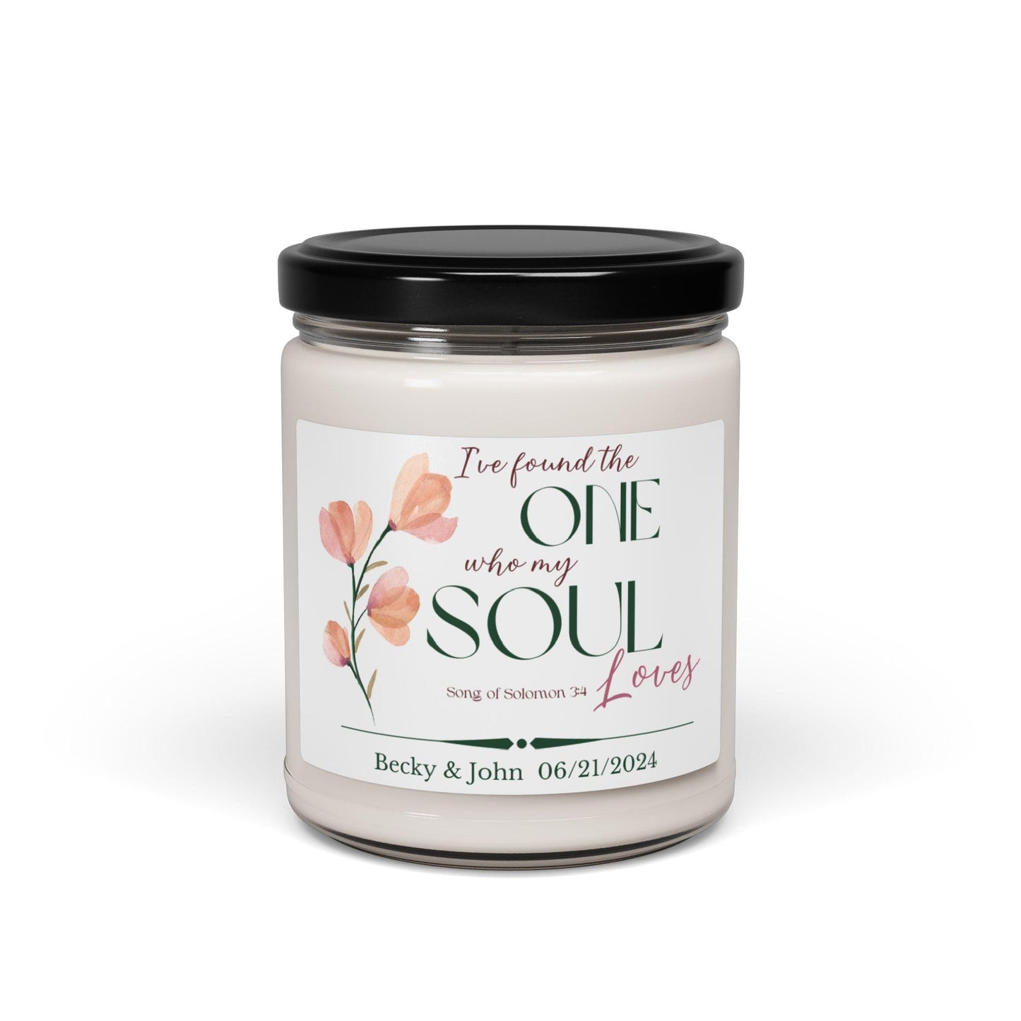 I found the one who my soul loves, Personalized couples candle.