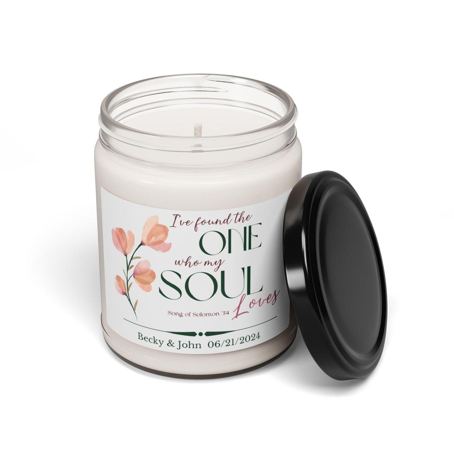 I found the one who my soul loves, Personalized couples candle.