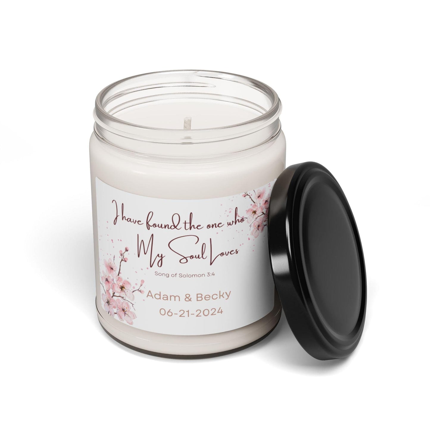 Custom Couples Candle, I found the one who my soul loves, Couples Bible verse candle