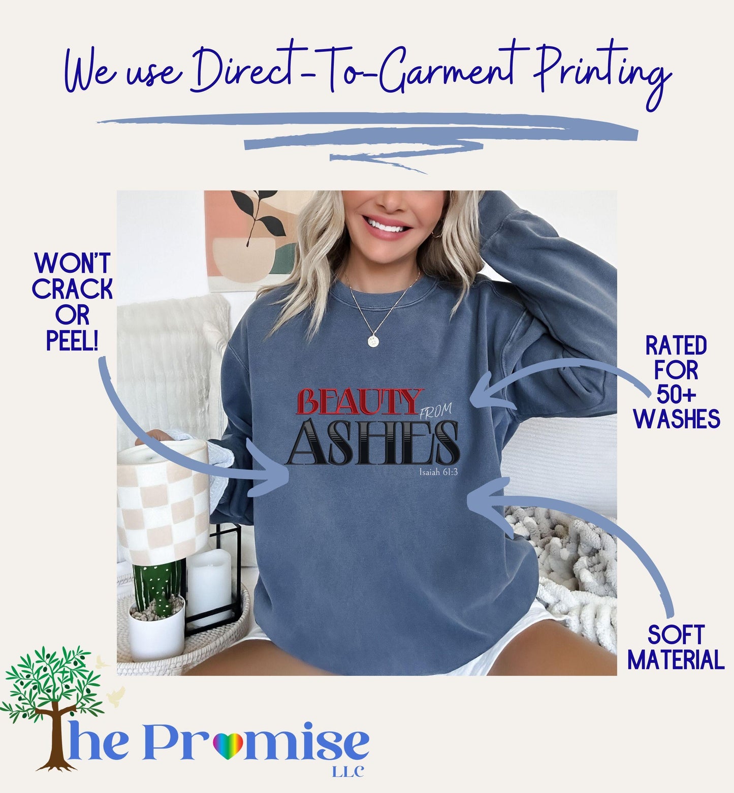Christian Womens Sweater Beauty from Ashes - Cozy Faith-Inspired Top