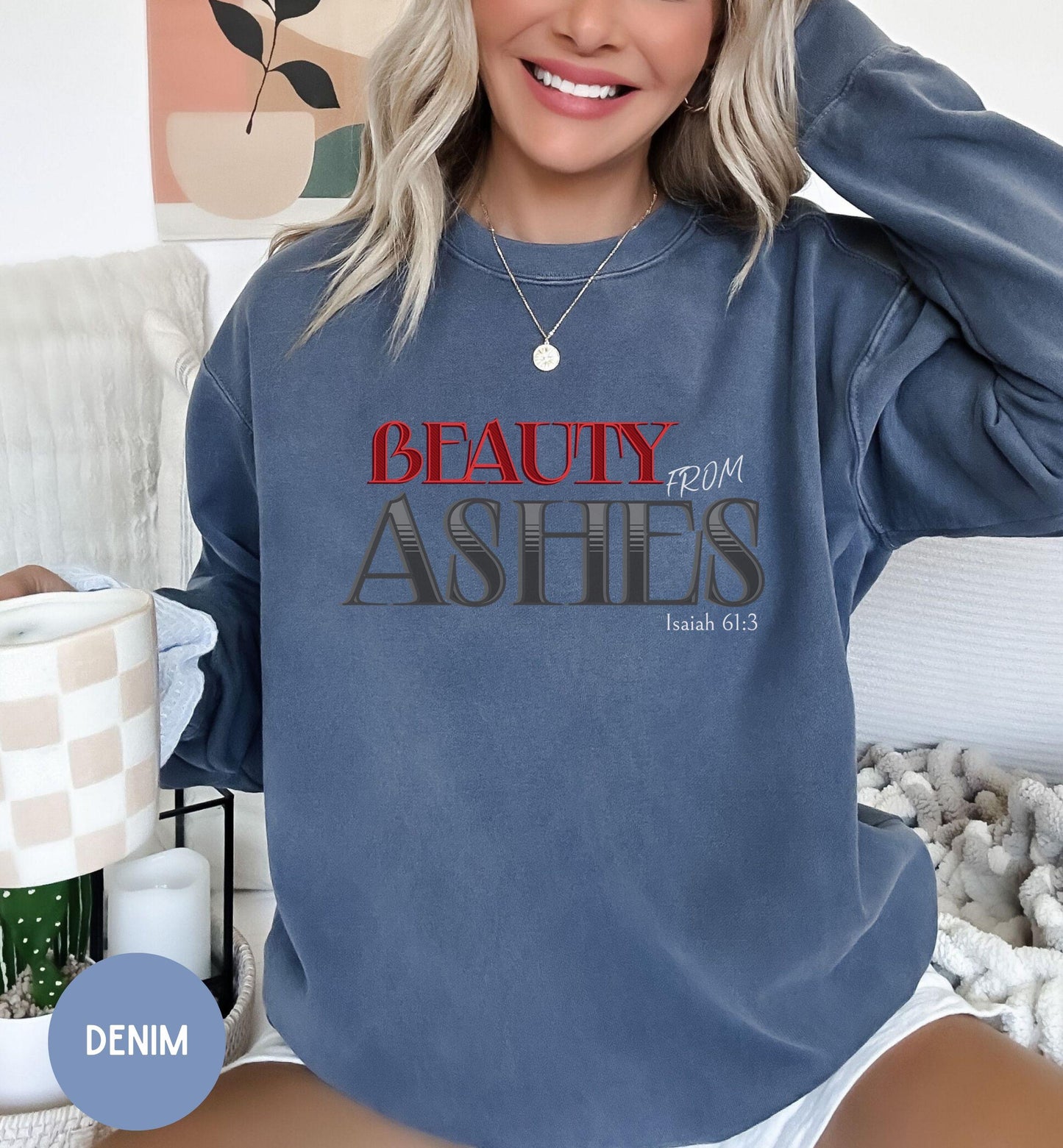 Christian Womens Sweater Beauty from Ashes - Cozy Faith-Inspired Top